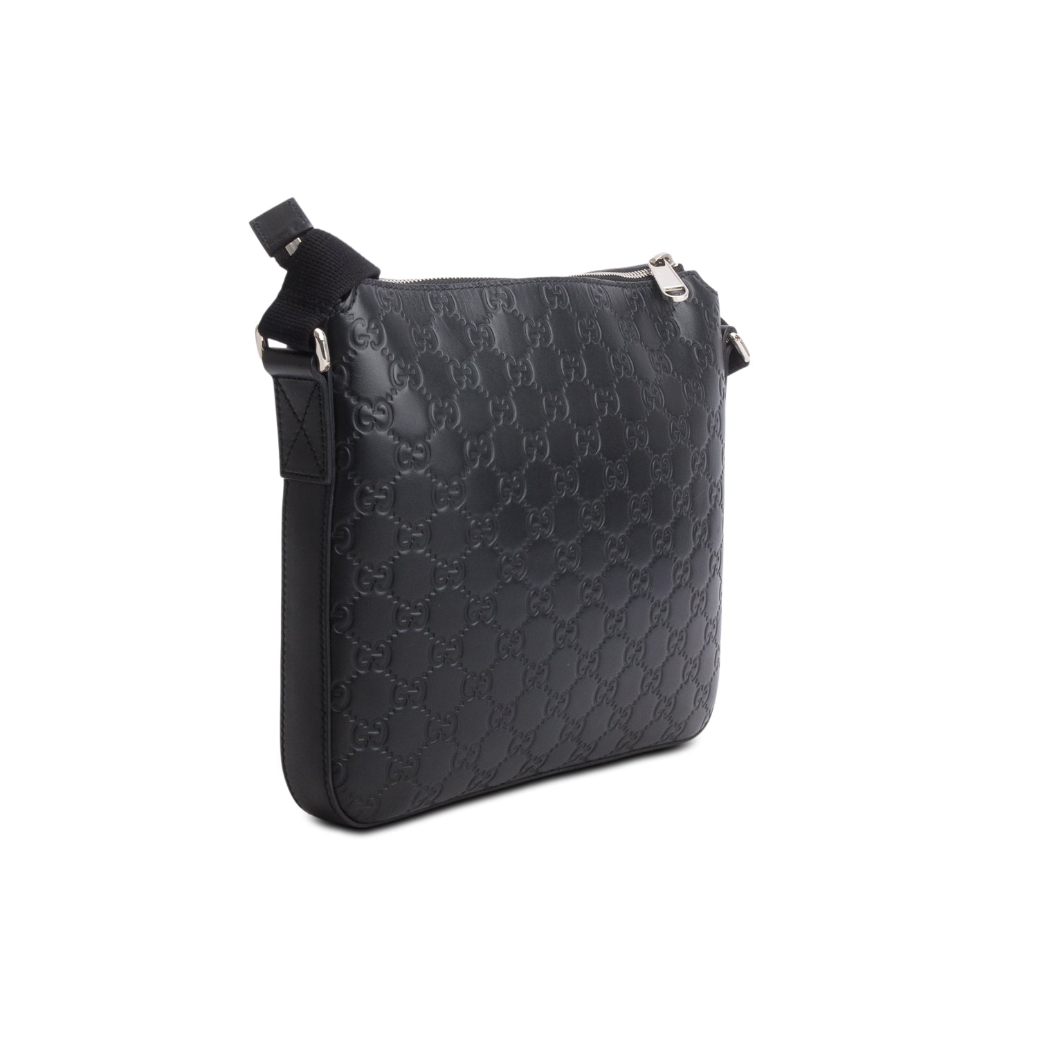 Gucci Black Signature Small Flat Messenger Bag