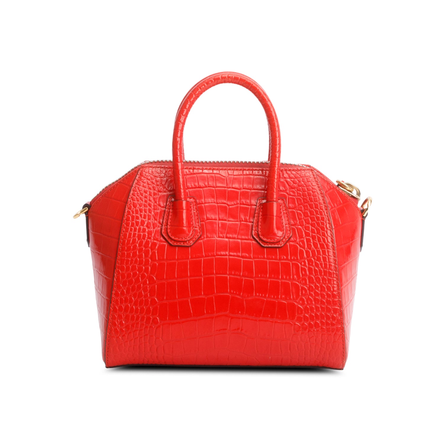 Givenchy Red Croc Embossed Leather Mini Antigona Bag w/ Strap