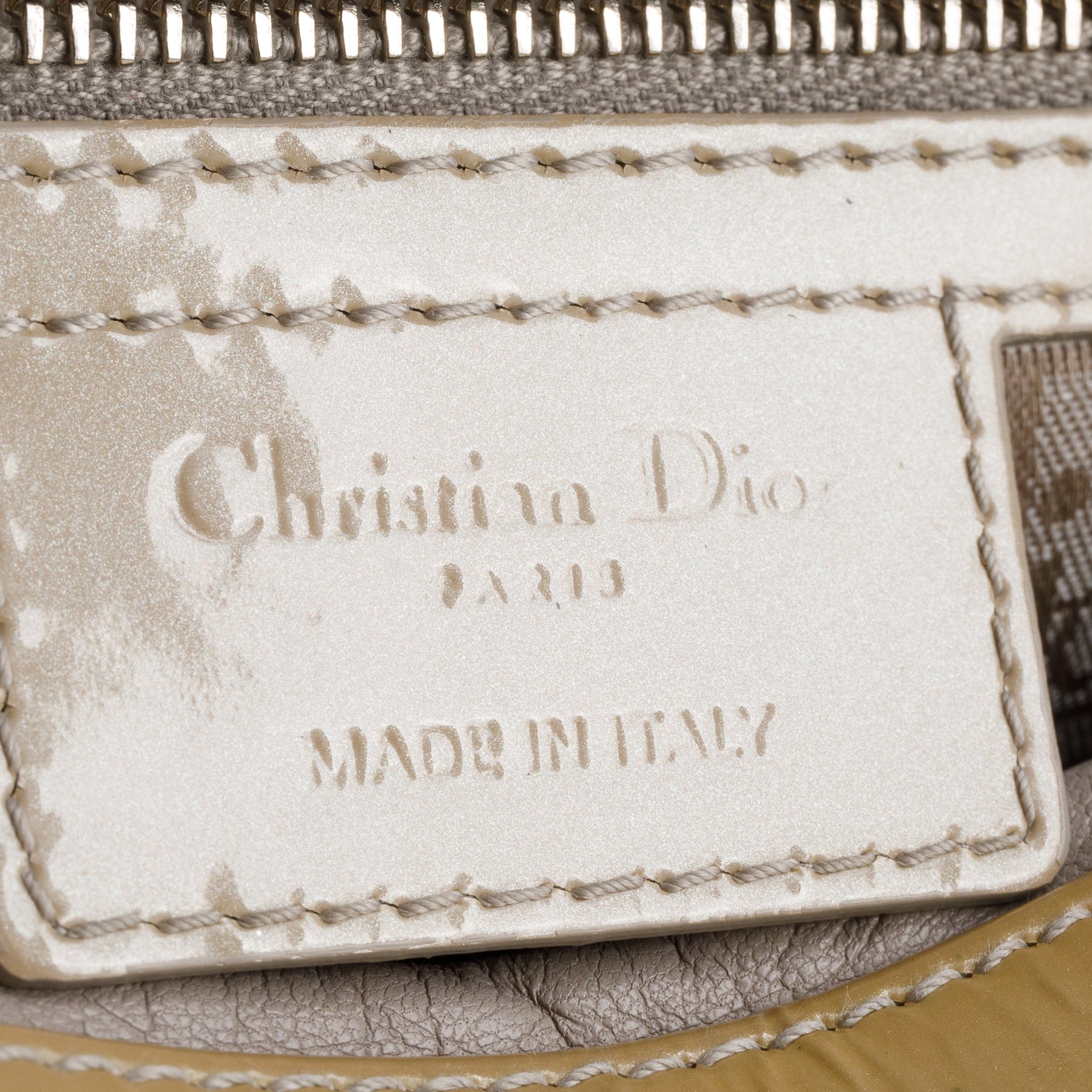 Christian Dior Beige Cannage Patent Leather Large Lady Dior w/ Strap
