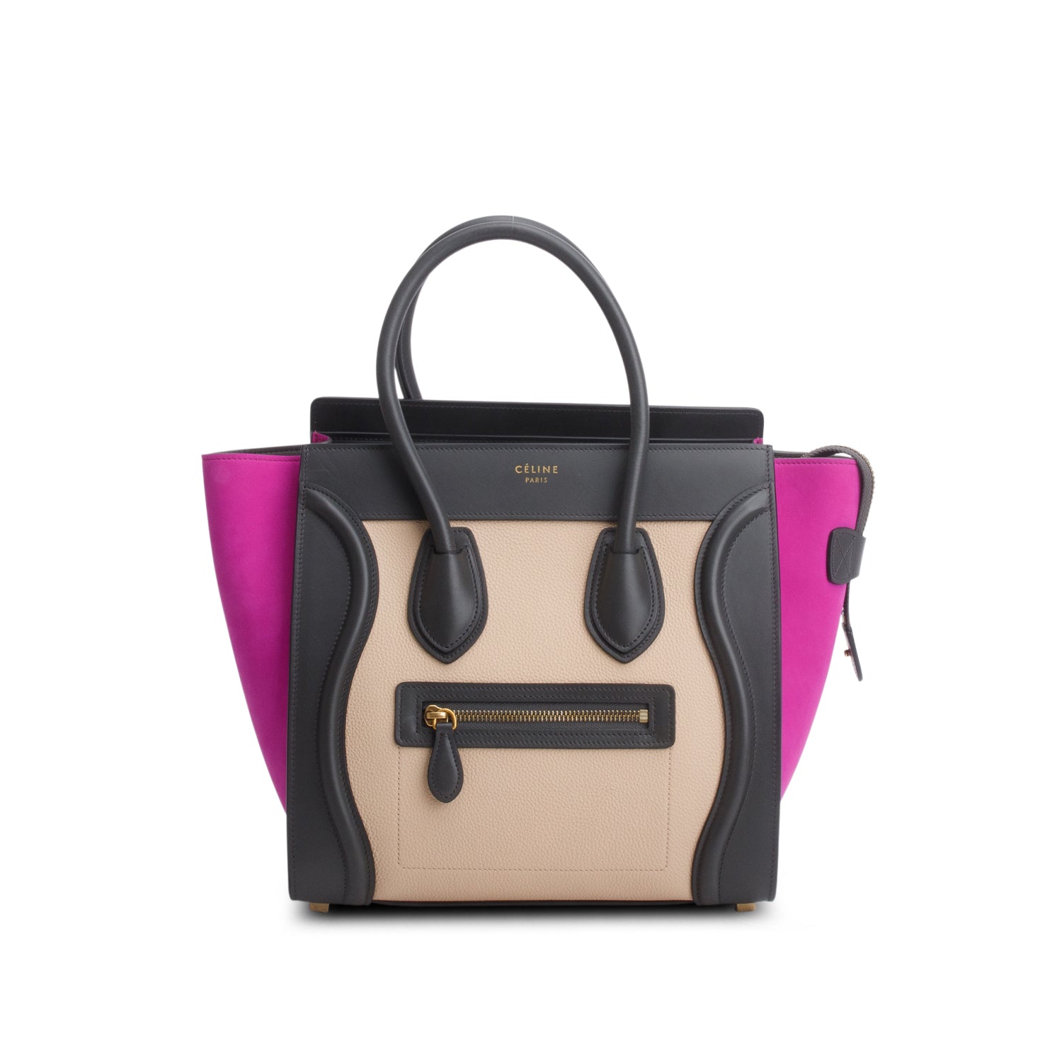 Celine Tri-Color Baby Grained Calfskin Nubuck Micro Luggage Tote
