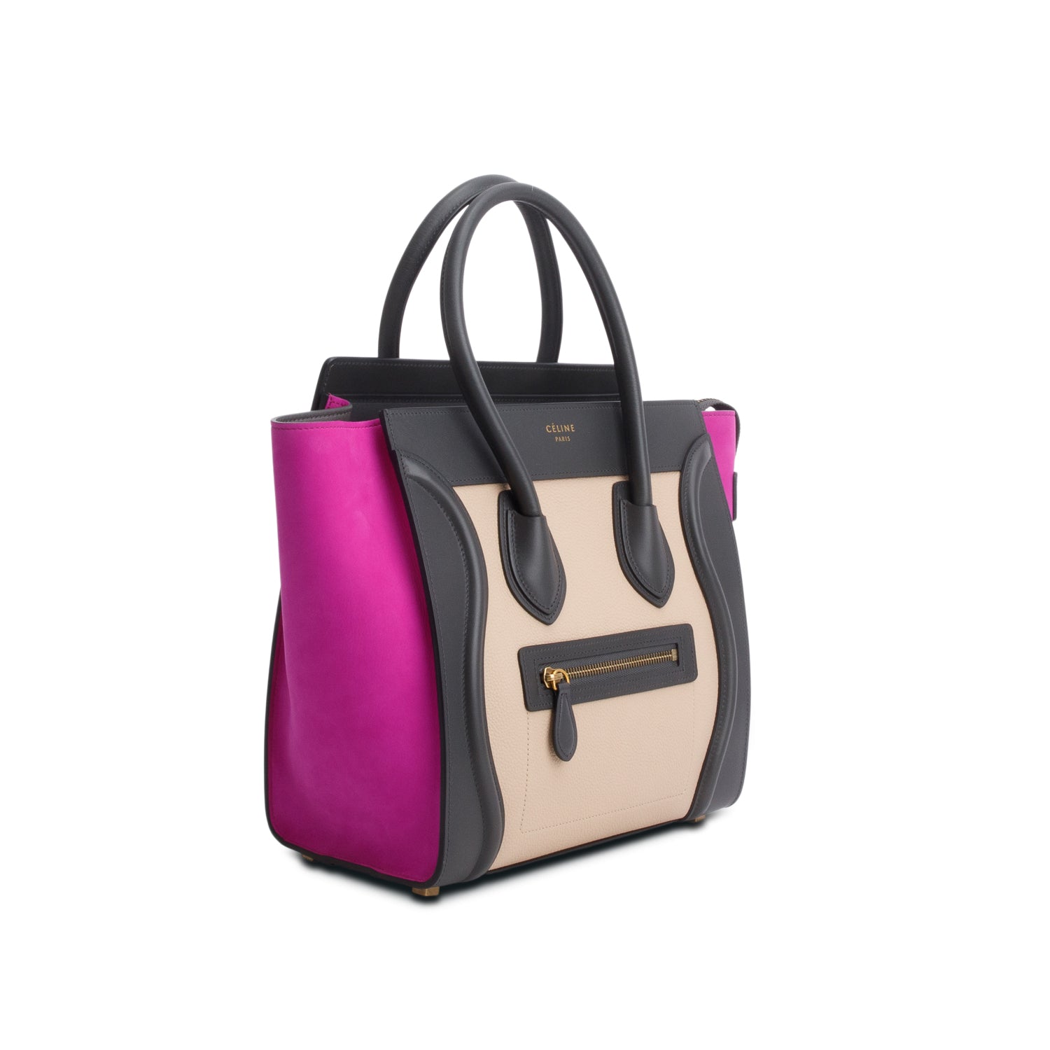 Celine Tri-Color Baby Grained Calfskin Nubuck Micro Luggage Tote
