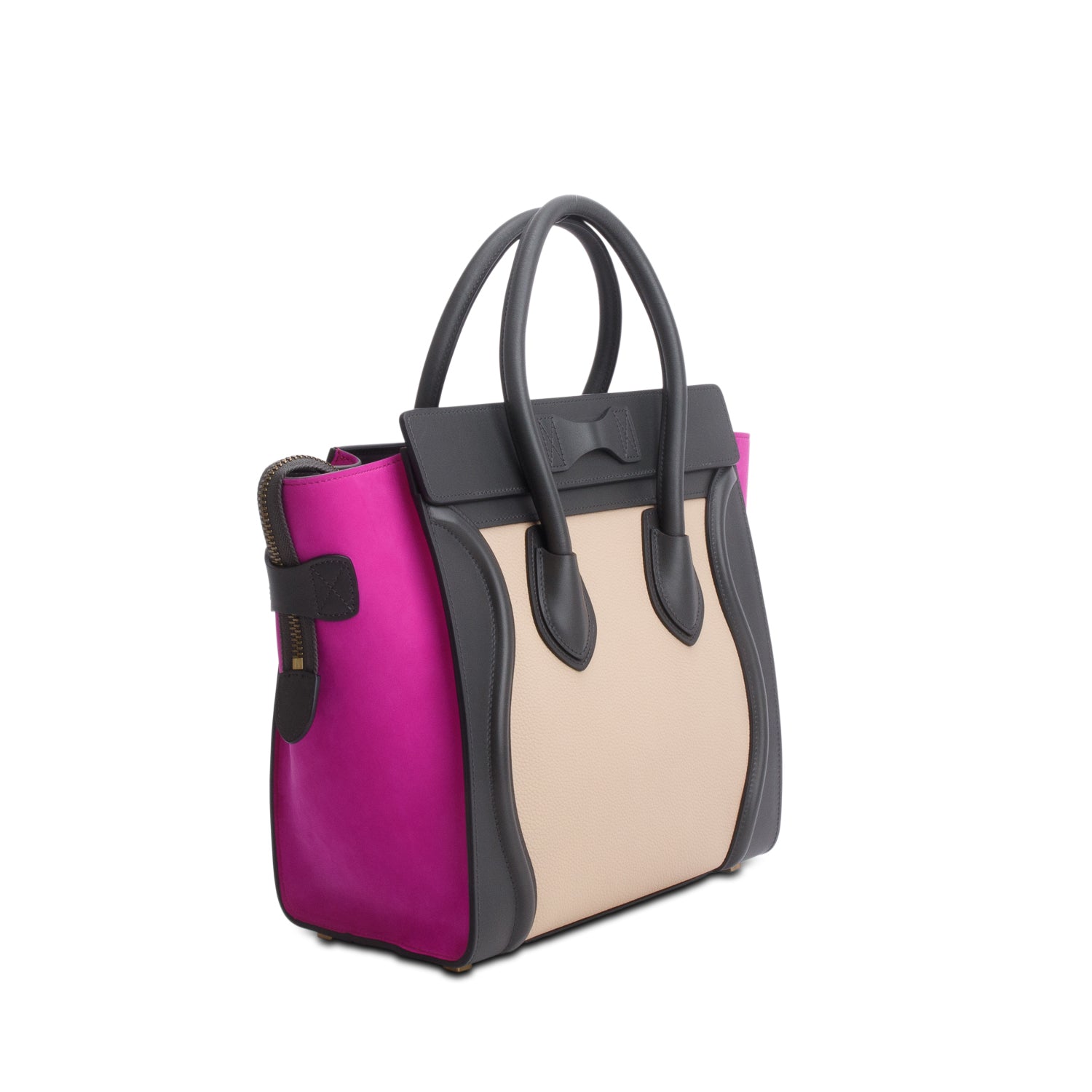 Celine Tri-Color Baby Grained Calfskin Nubuck Micro Luggage Tote