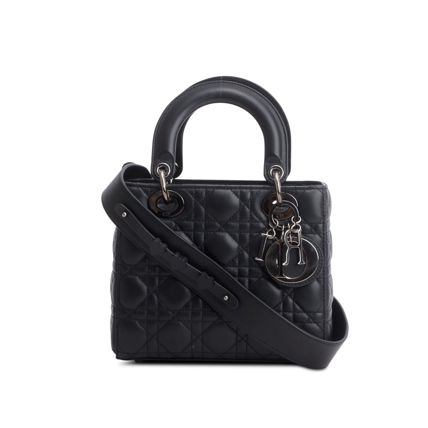 Christian Dior 2022 Black Cannage Lambskin Leather Small Lady Dior
