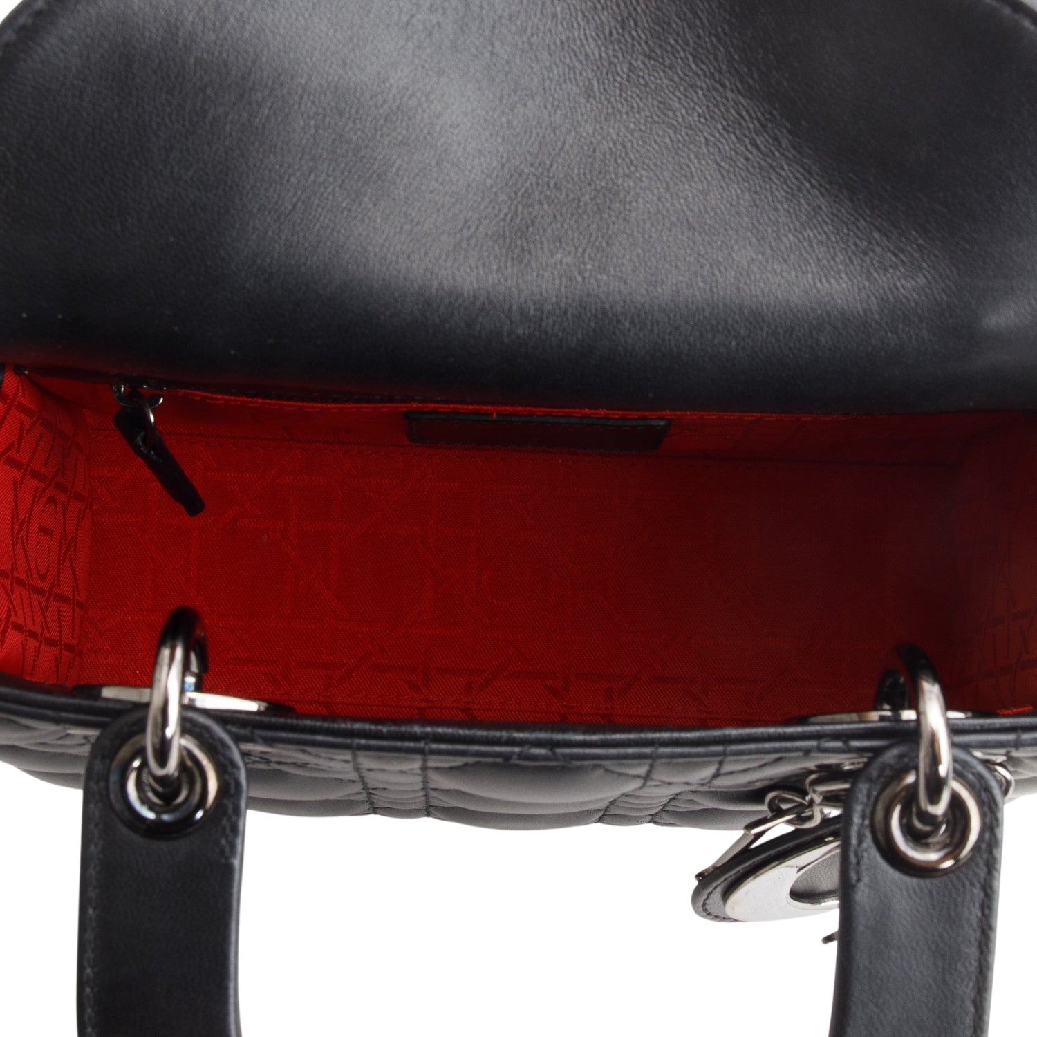 Christian Dior 2022 Black Cannage Lambskin Leather Small Lady Dior My ABCDior Bag w/ Strap