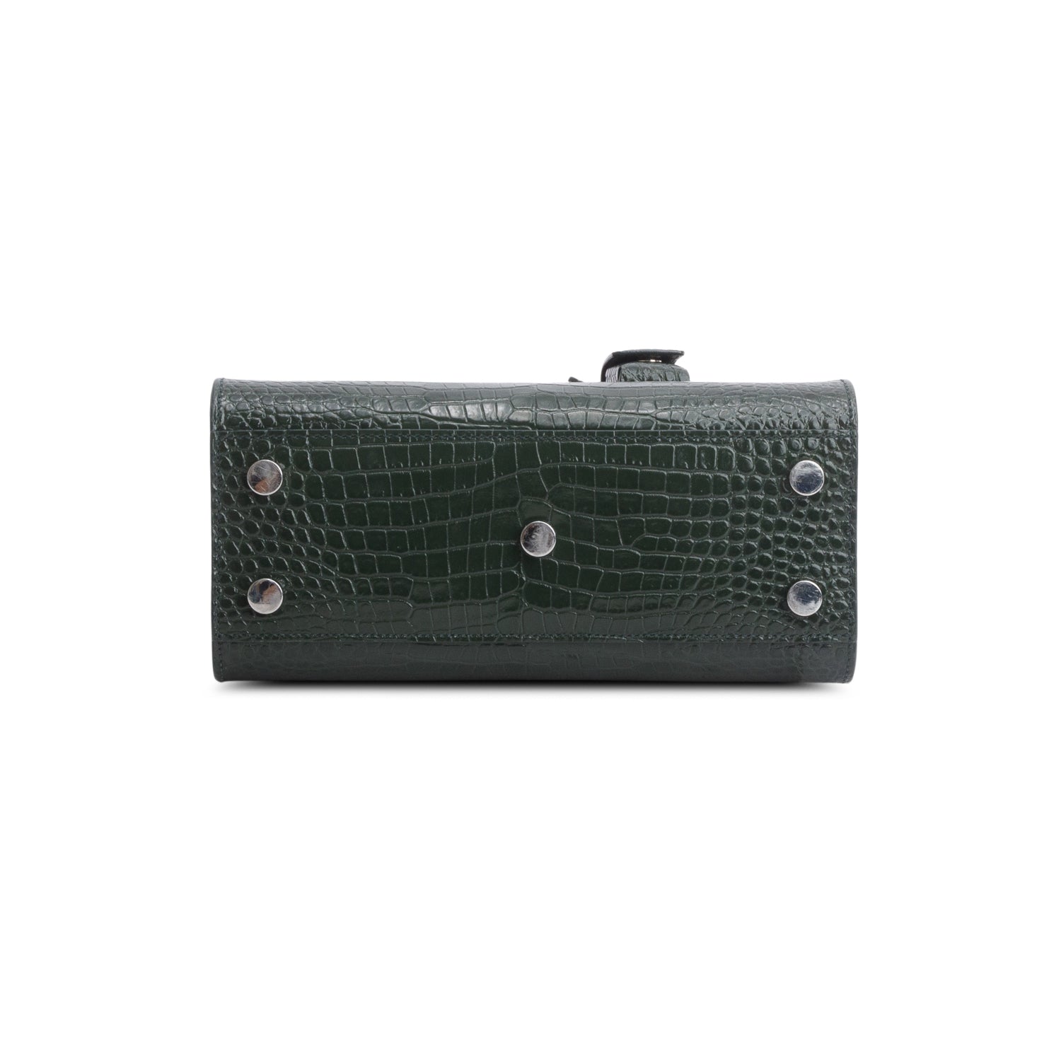Saint Laurent 2022 Green Crocodile Embossed Leather Nano Sac De Jour w/ Strap