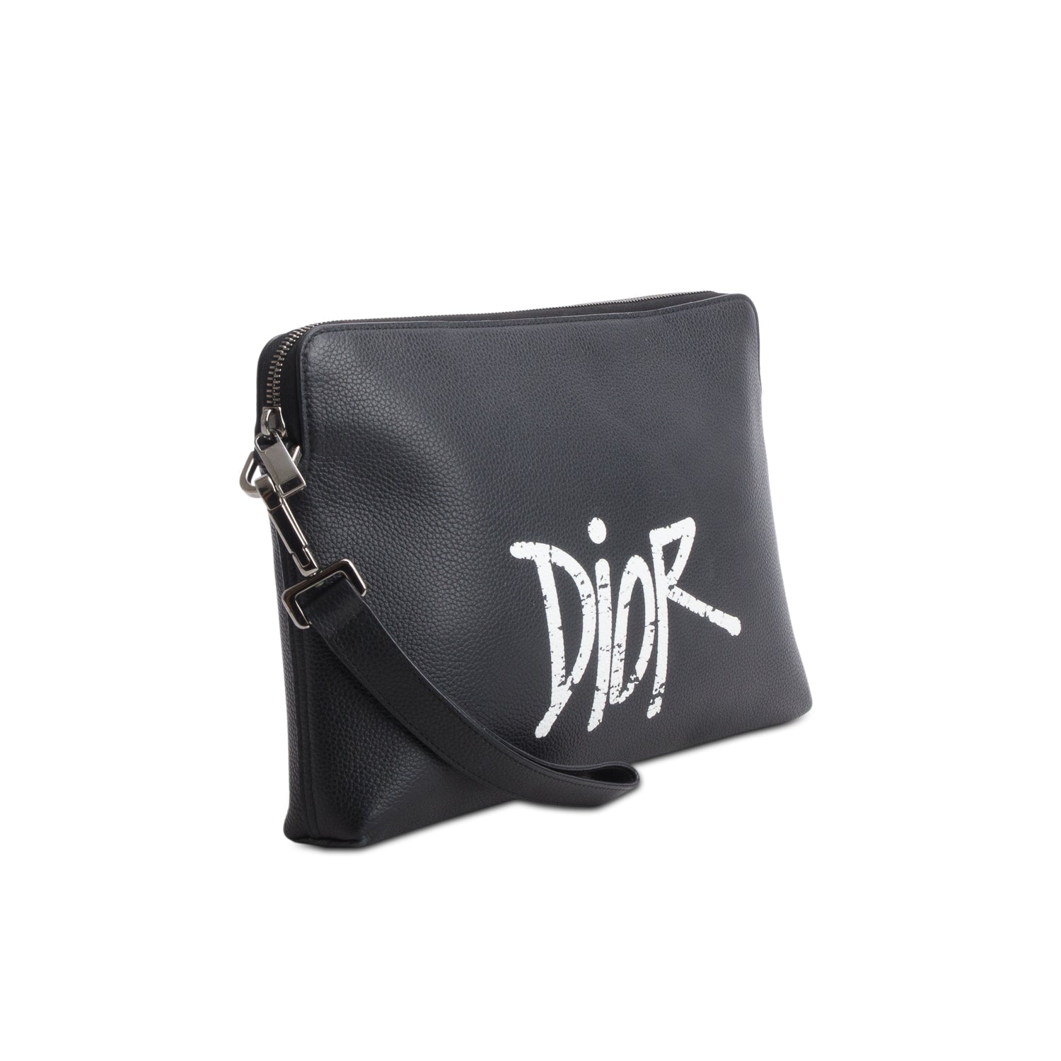 Christian Dior x Shawn Stussy 2020 Black Calfskin Zip Pouch