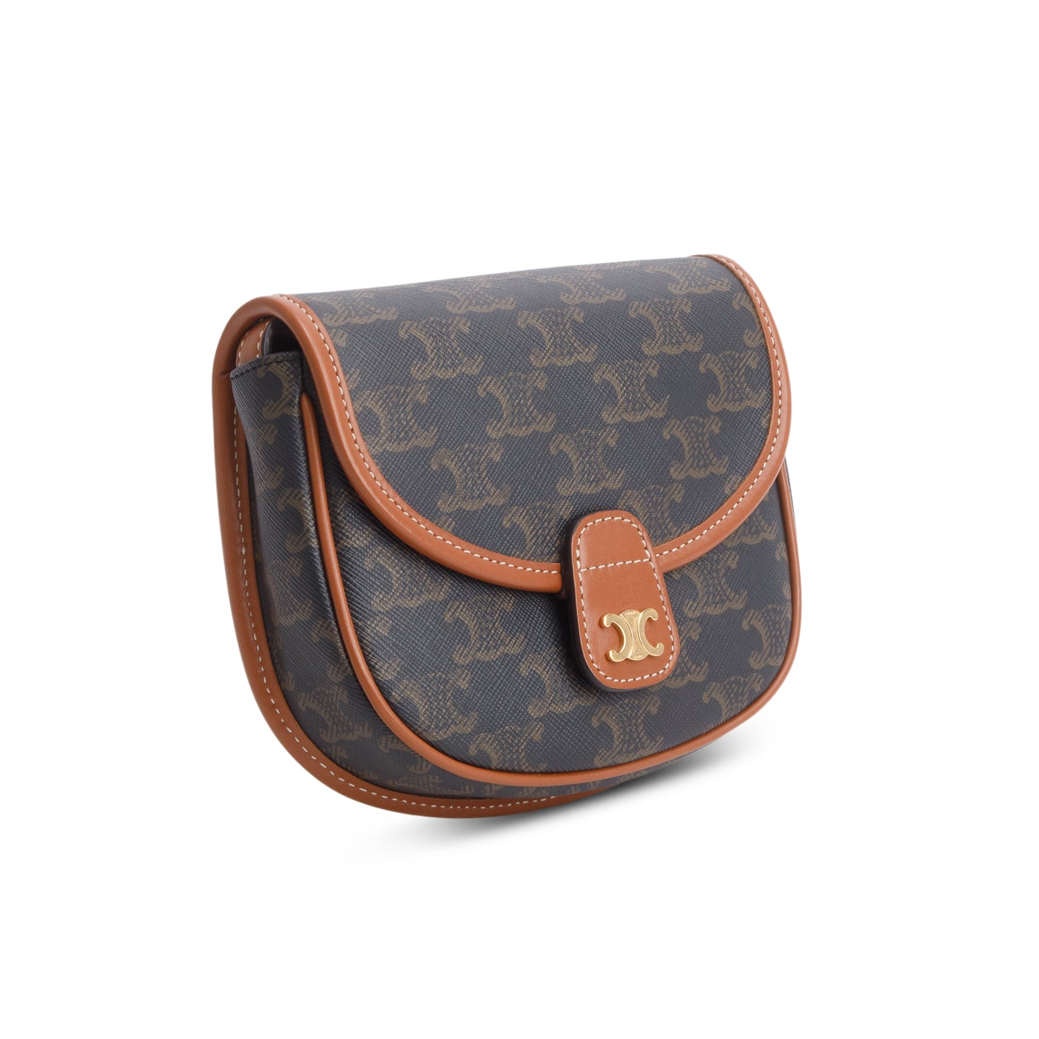 Celine 2023 Canvas Calfskin Triomphe Mini Besace