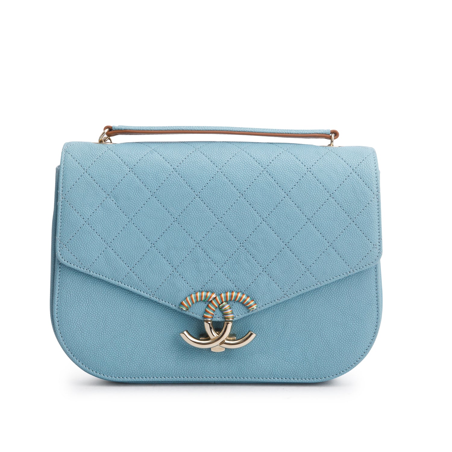 Chanel Blue Caviar Quilted Leather Paris-Cuba Thread Around Flap Bag w/ Authenticity Card
