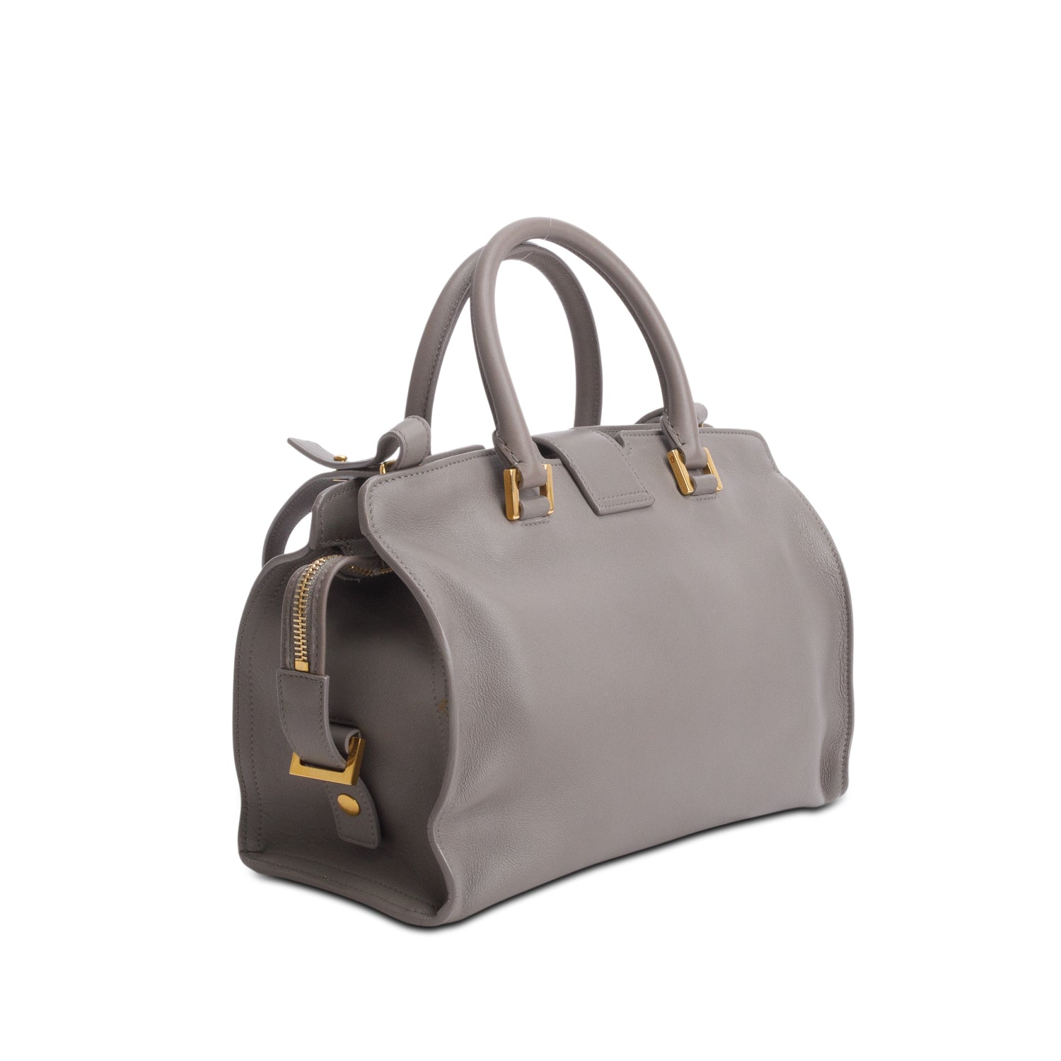 Saint Laurent Grey Calfskin Leather Baby Cabas Tote Bag w/ Strap