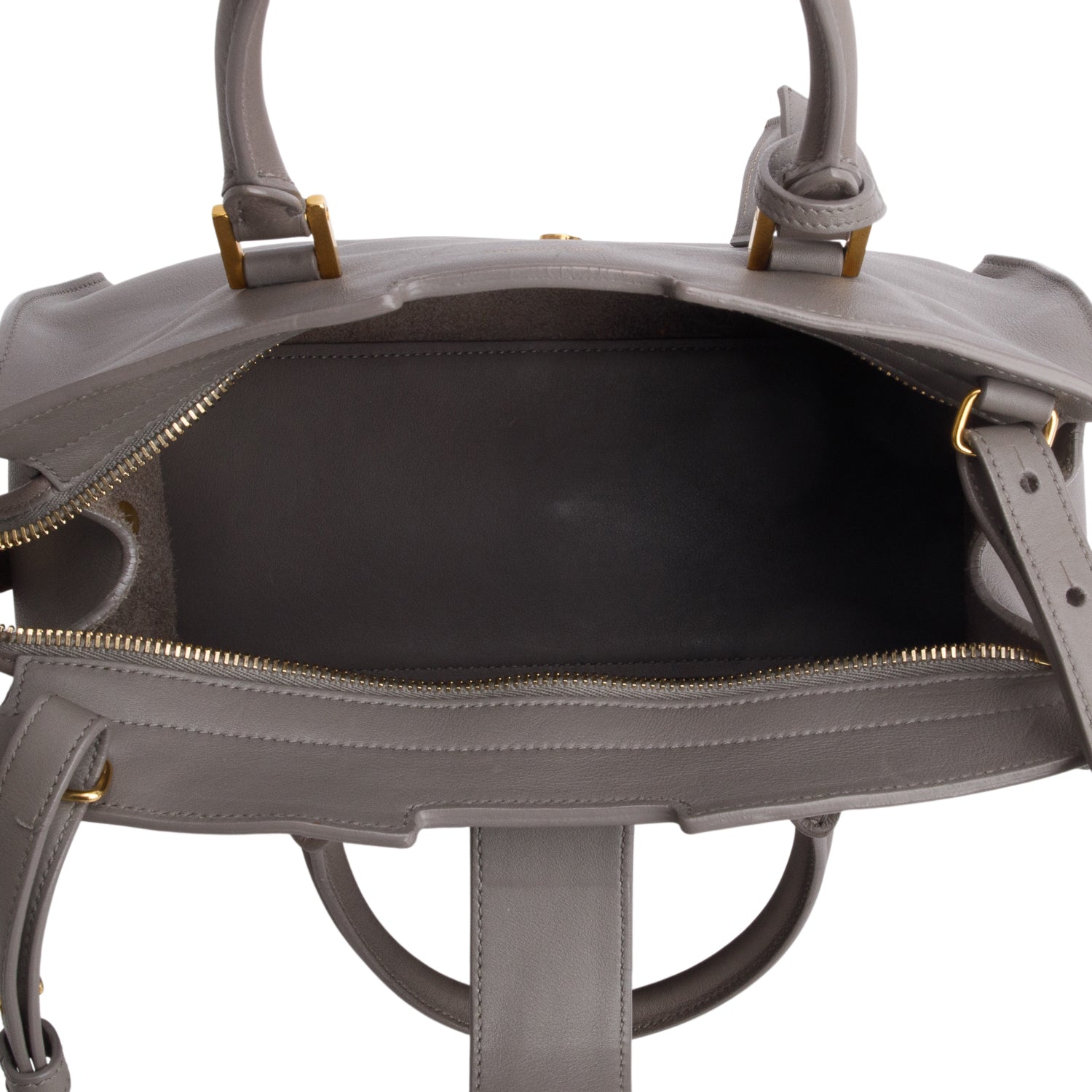 Saint Laurent Grey Calfskin Leather Baby Cabas Tote Bag w/ Strap