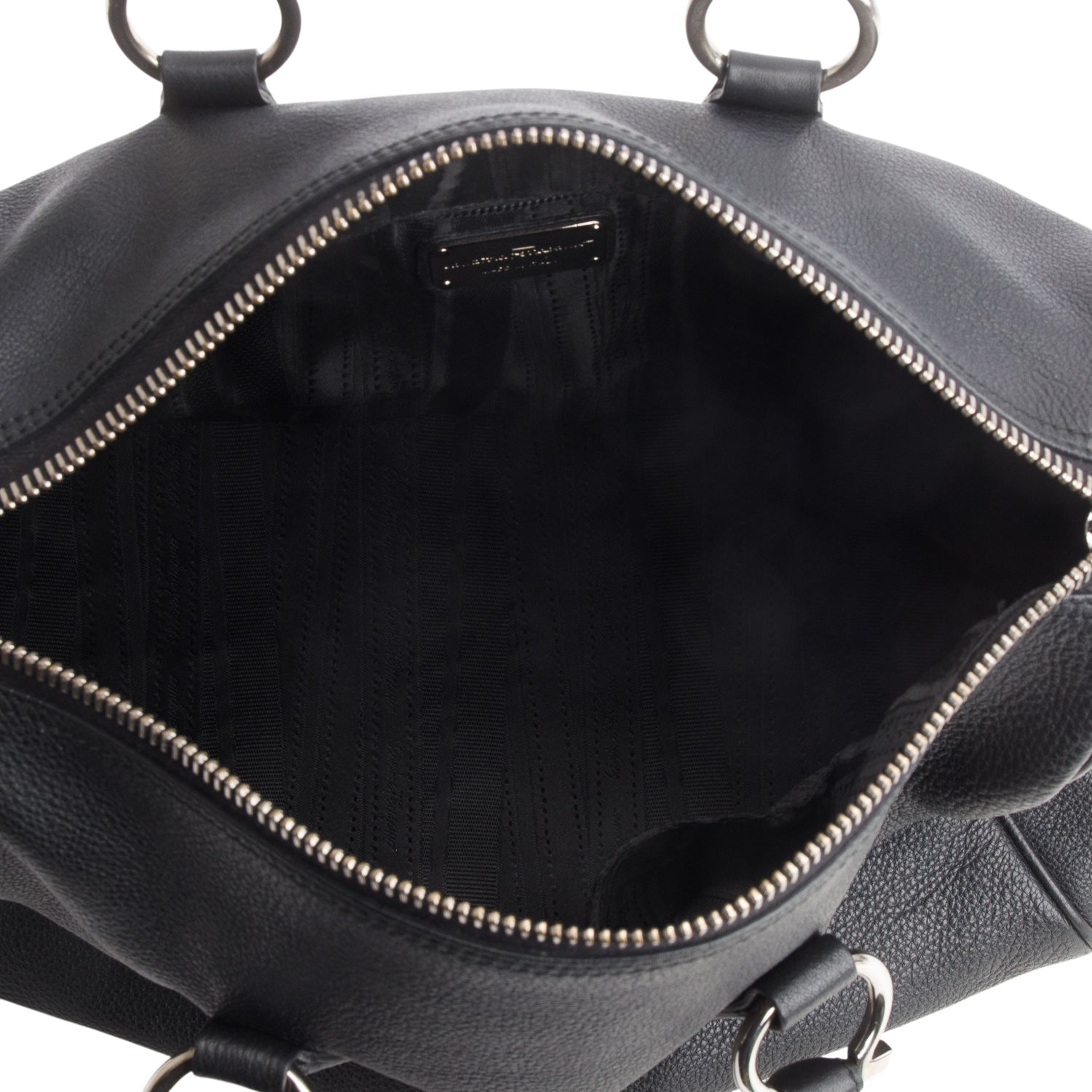 Ferragamo Black Grained Calfskin Isabel Boston Bag