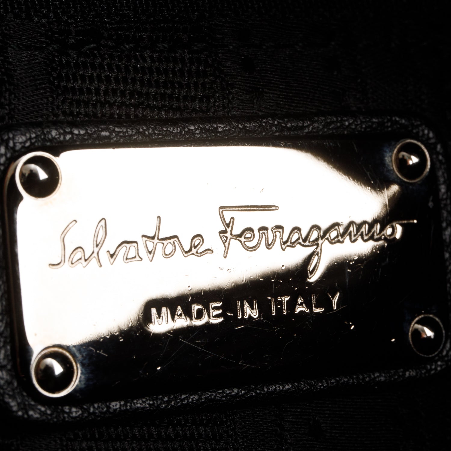 Ferragamo Black Grained Calfskin Isabel Boston Bag