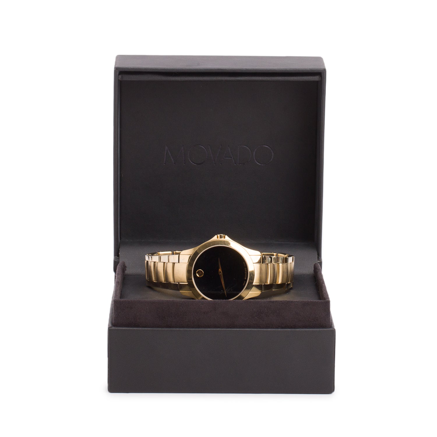 Movado 2022 Gold Plated Stainless Steel Museum 40 MM Quartz Watch Black Dial w/ Box & Papers