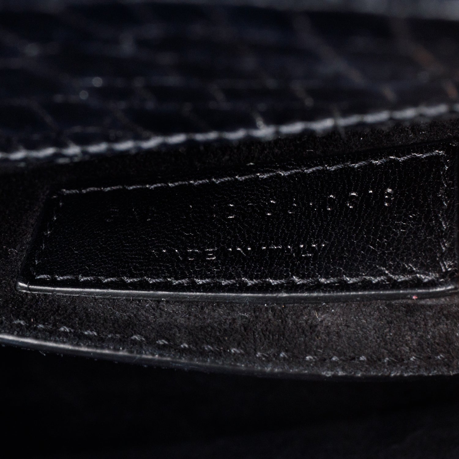 Saint Laurent Black Croc Embossed Calfskin Medium Sunset Bag
