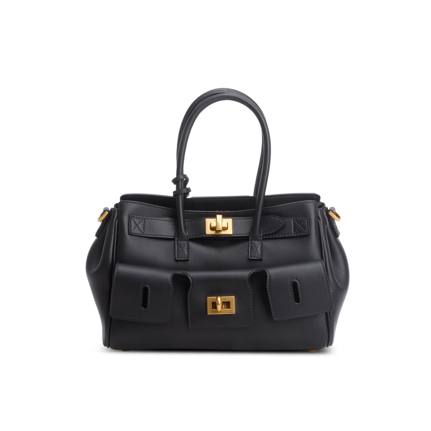 Balenciaga Black Lambskin Mini Bel Air Carry All Bag w/ Strap
