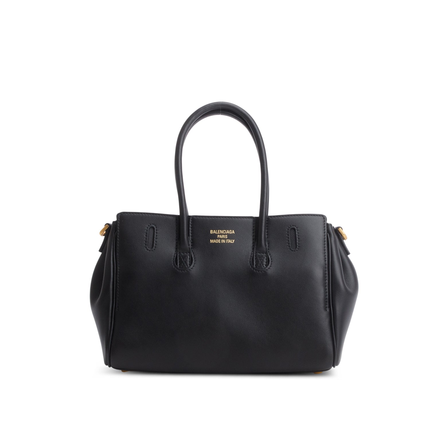 Balenciaga Black Lambskin Mini Bel Air Carry All Bag w/ Strap