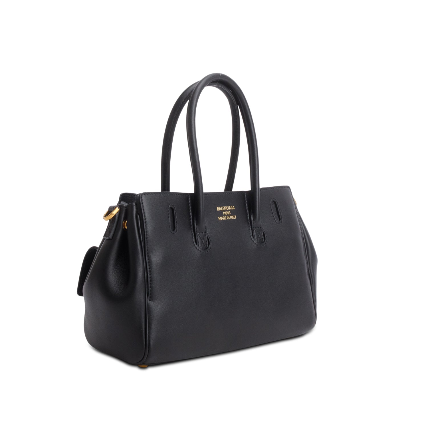 Balenciaga Black Lambskin Mini Bel Air Carry All Bag w/ Strap