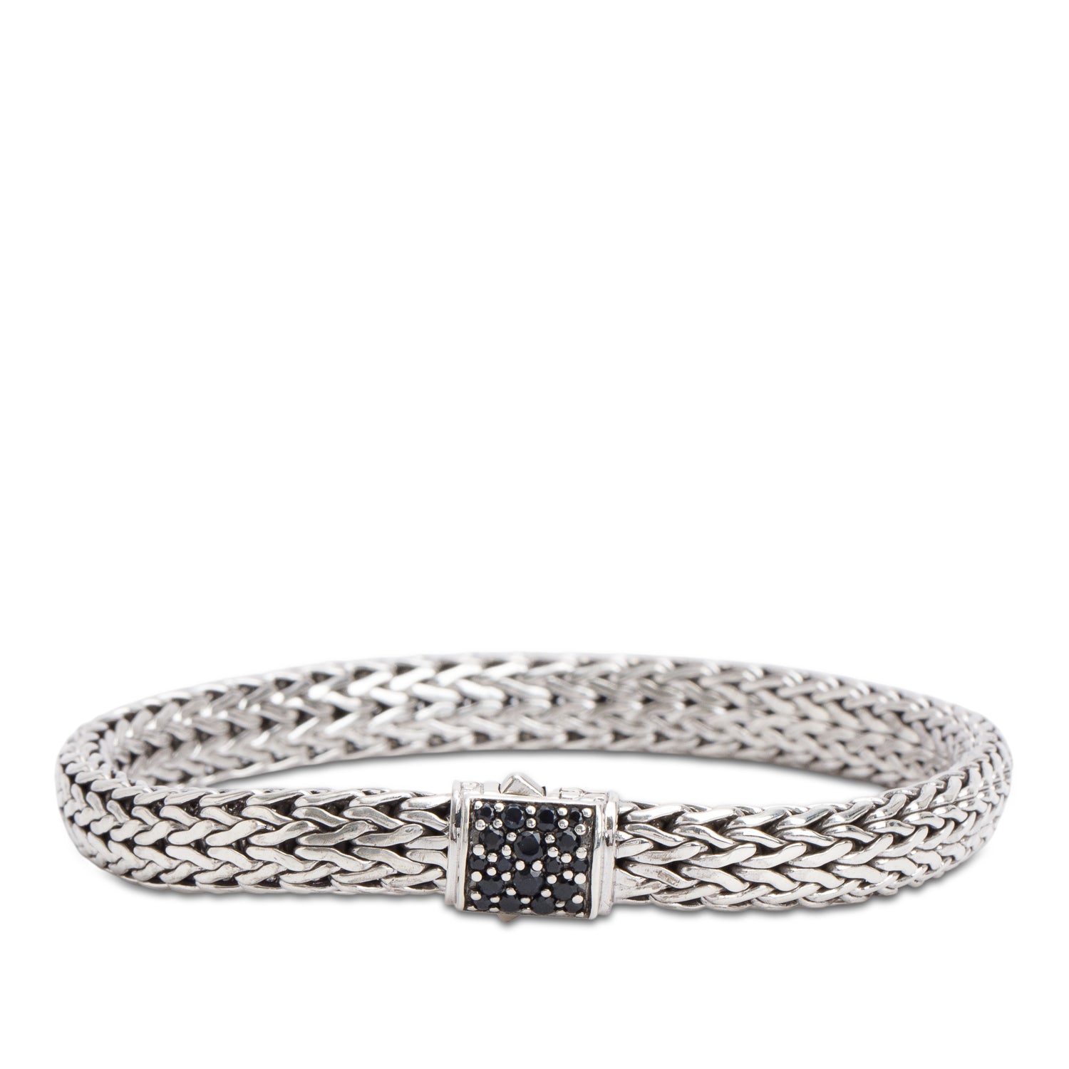John Hardy Sterling Silver 8 MM Classic Chain Icon Bracelet with Black Sapphire