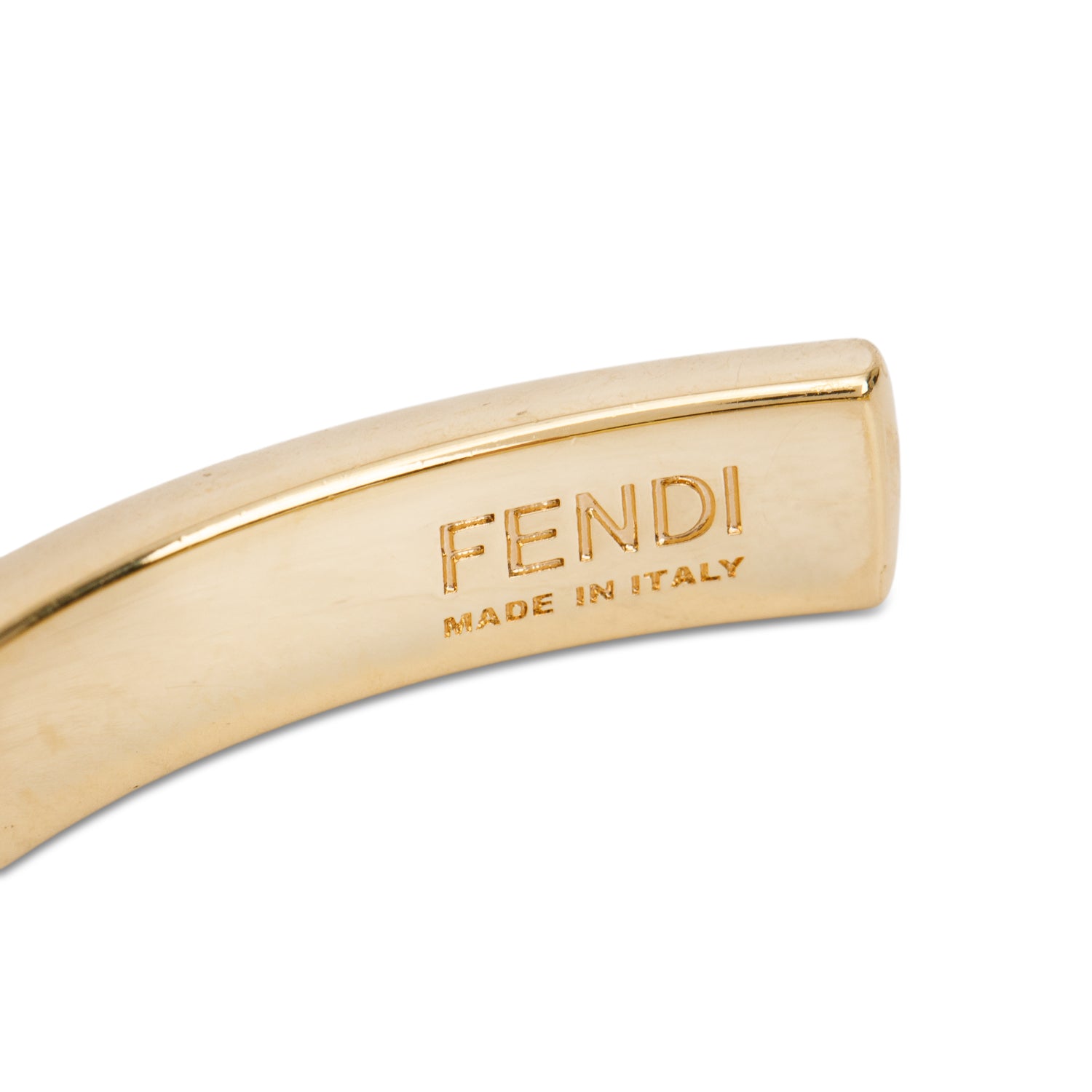 Fendi Gold-Tone Metal Crystal F Is Fendis Cuff Bracelet w/ Box