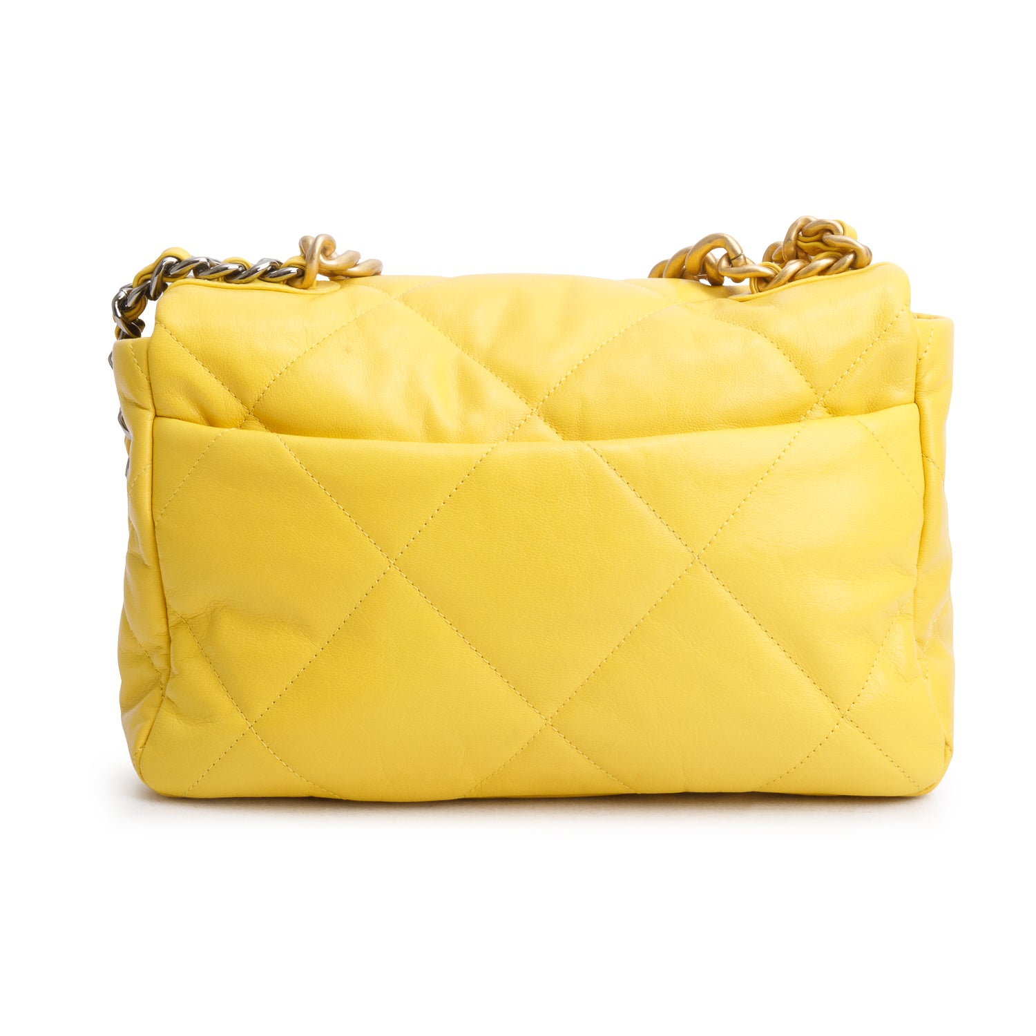Chanel 2020 Yellow Lambskin Quilted Large 19 Flap Bag