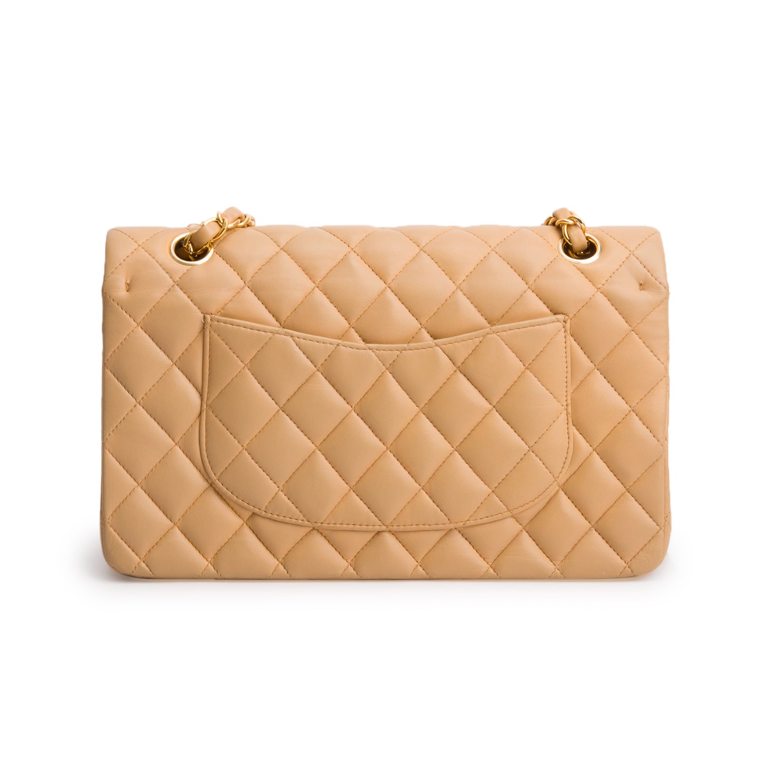 Chanel Beige Lambskin Quilted Medium Double Flap w/ Box & Authenticity Card