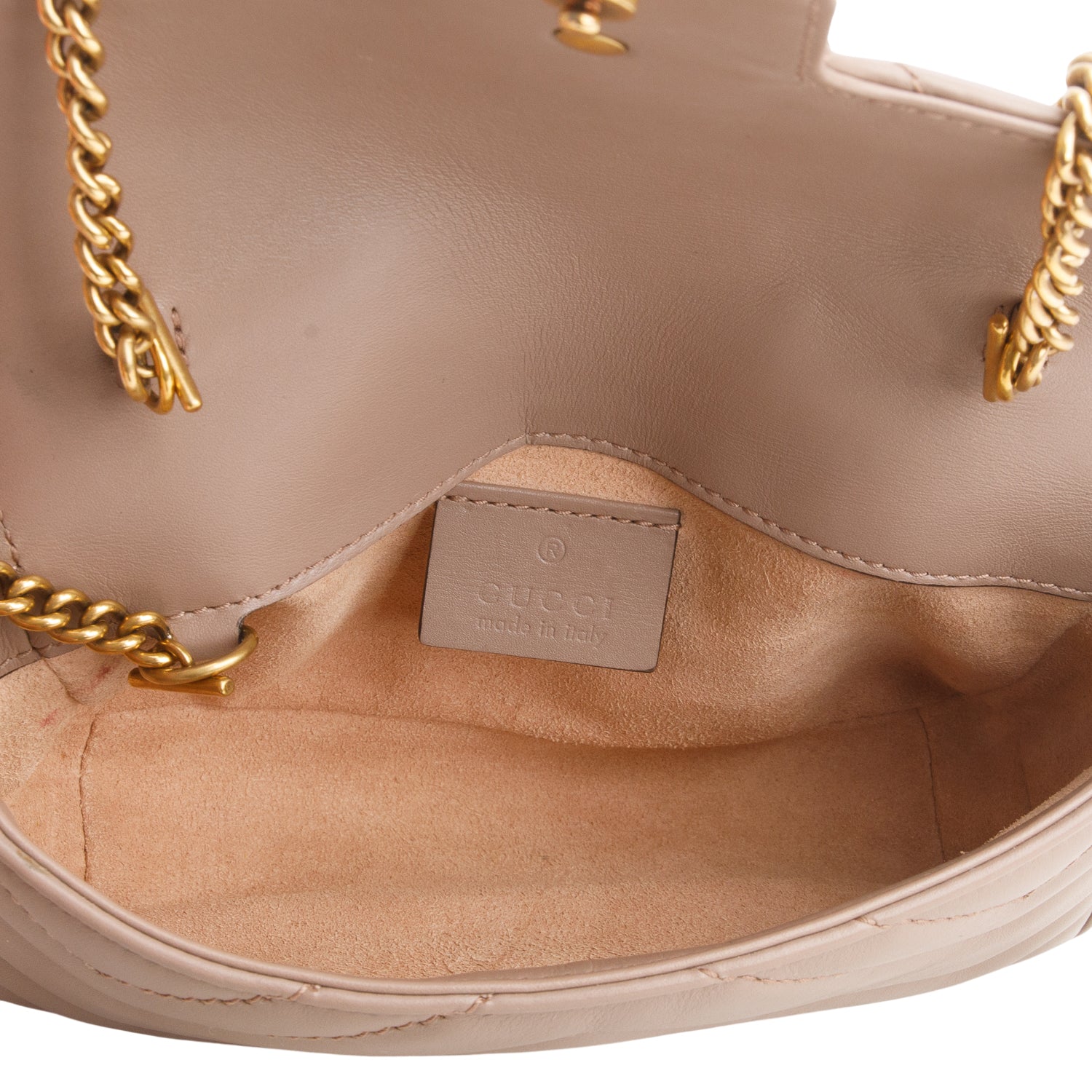 Gucci Pink GG Marmont Matelasse Leather Super Mini Bag w/ Box