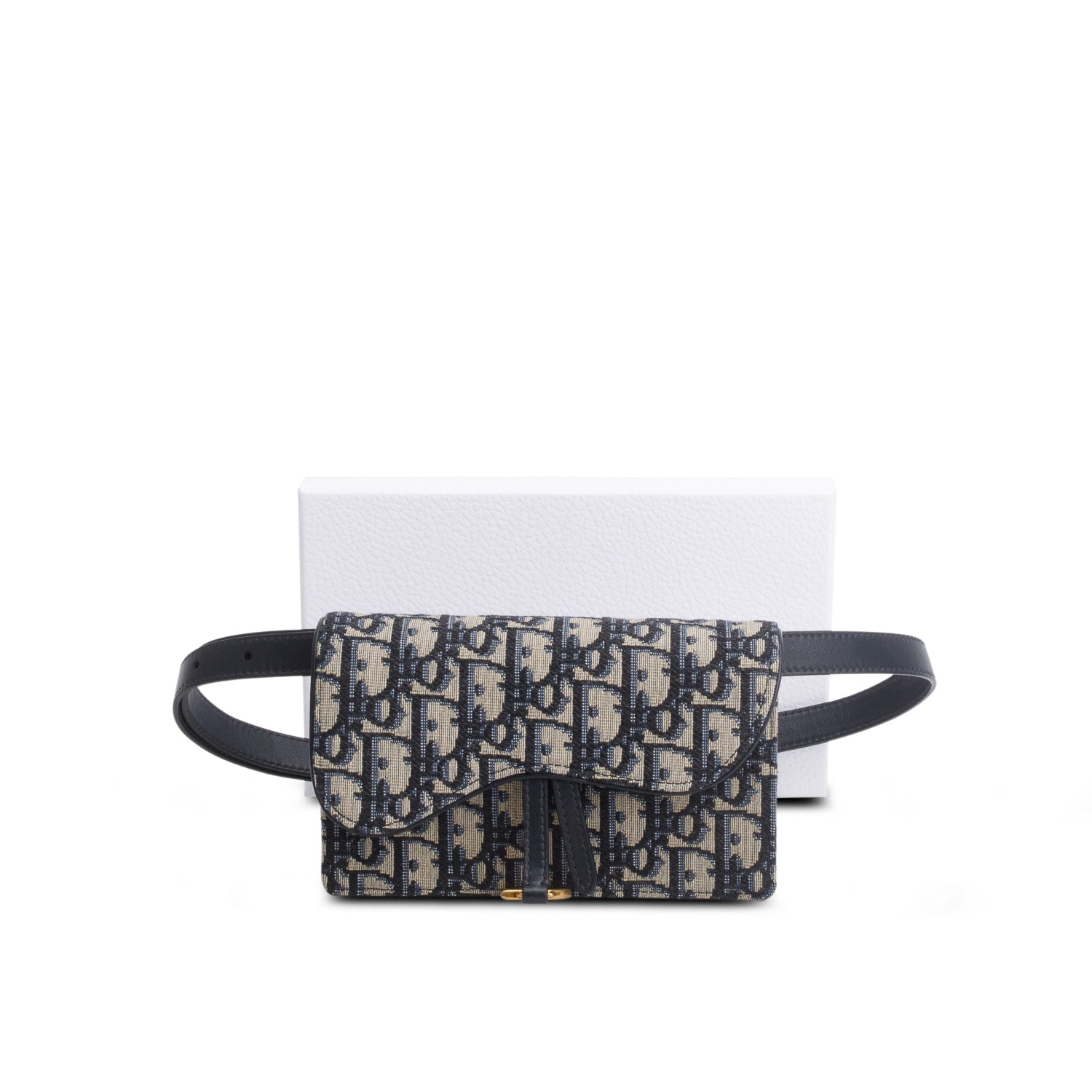 Christian Dior 2021 Blue Oblique Saddle Belt Pouch w/ Box