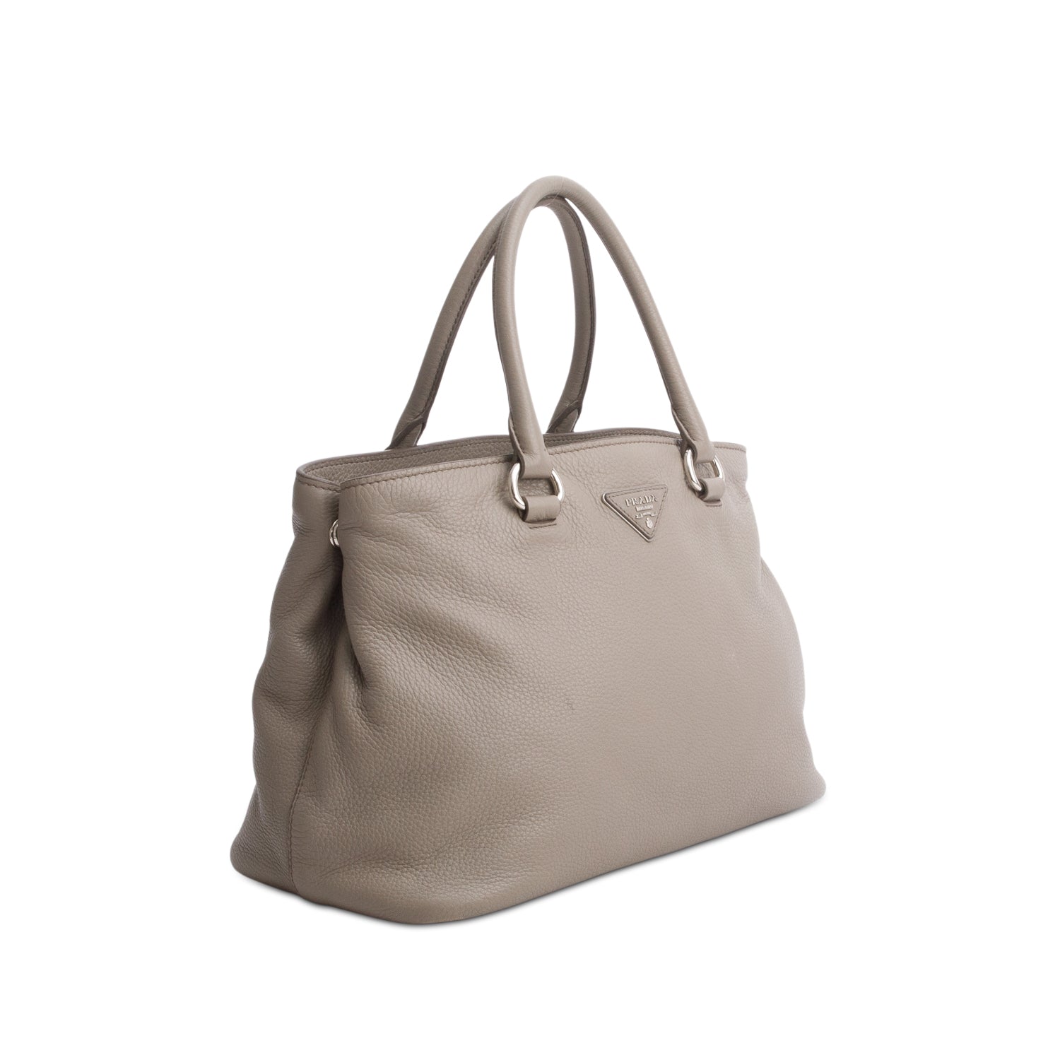 Prada Taupe Vitello Daino Convertible Tote w/ Strap