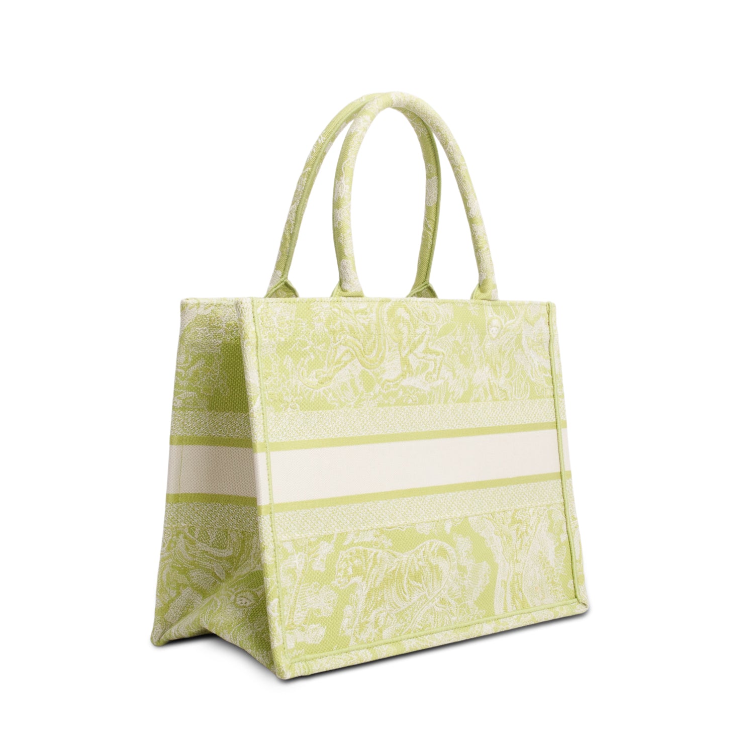 Christian Dior 2021 Green Canvas Embroidered Medium Zodiac Toile de Jouy Book Tote w/ Authenticity Card