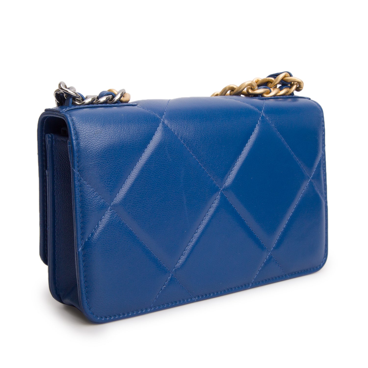 Chanel Blue Lambskin Leather 19 Wallet On Chain w/ Box & Authenticity Card