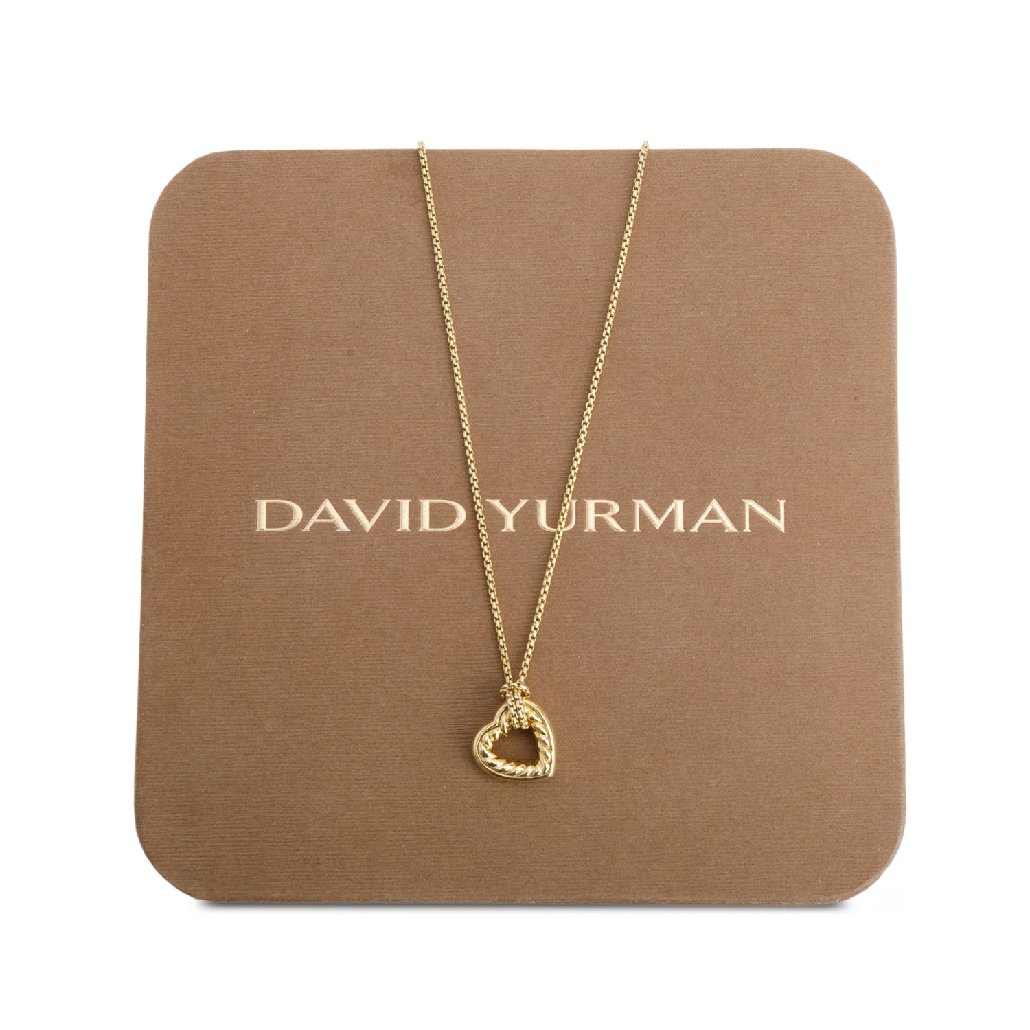 David Yurman 18k Yellow Gold Cable Collectibles Open Heart Pendant Necklace w/ Box