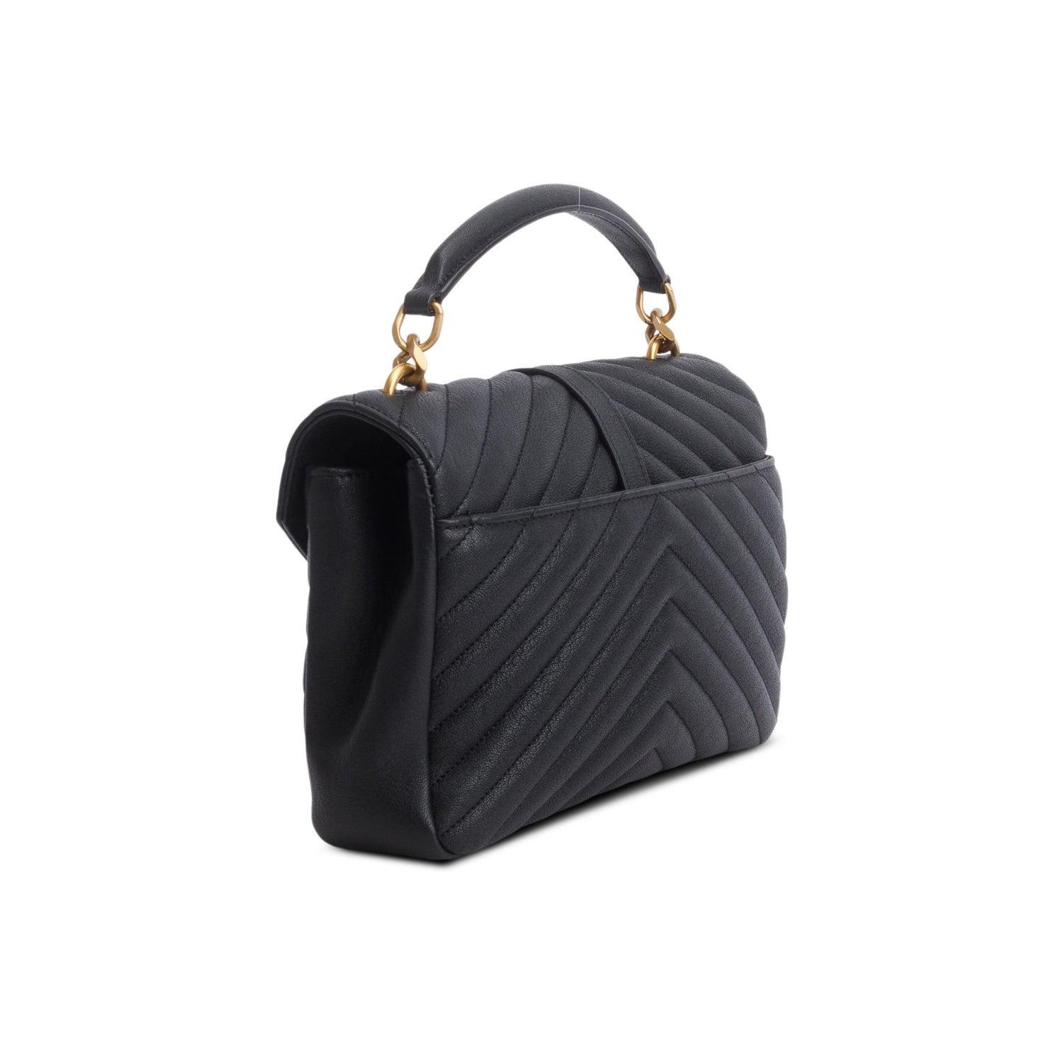 Saint Laurent 2023 Black Calfskin Matelasse Chevron Monogram Medium College Bag