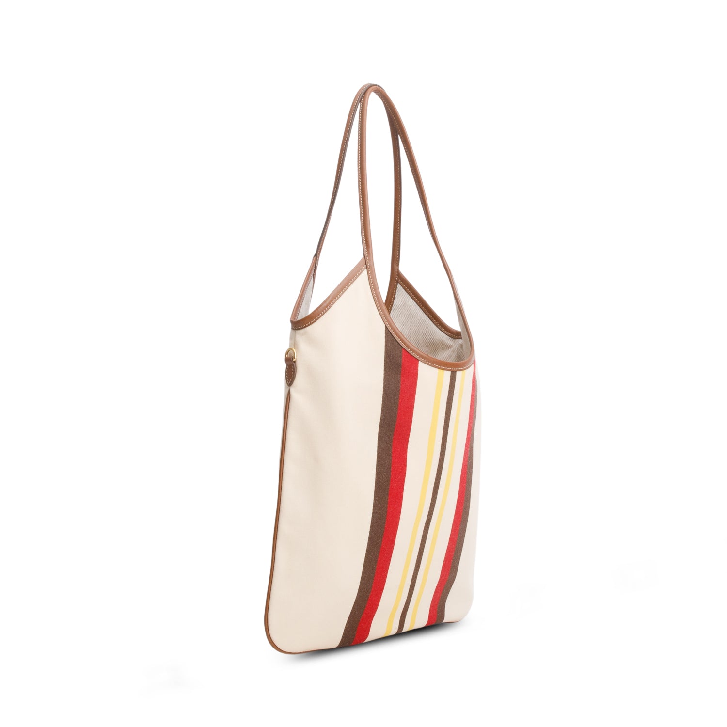 Miu Miu Cream Canvas Striped Ivy Tote
