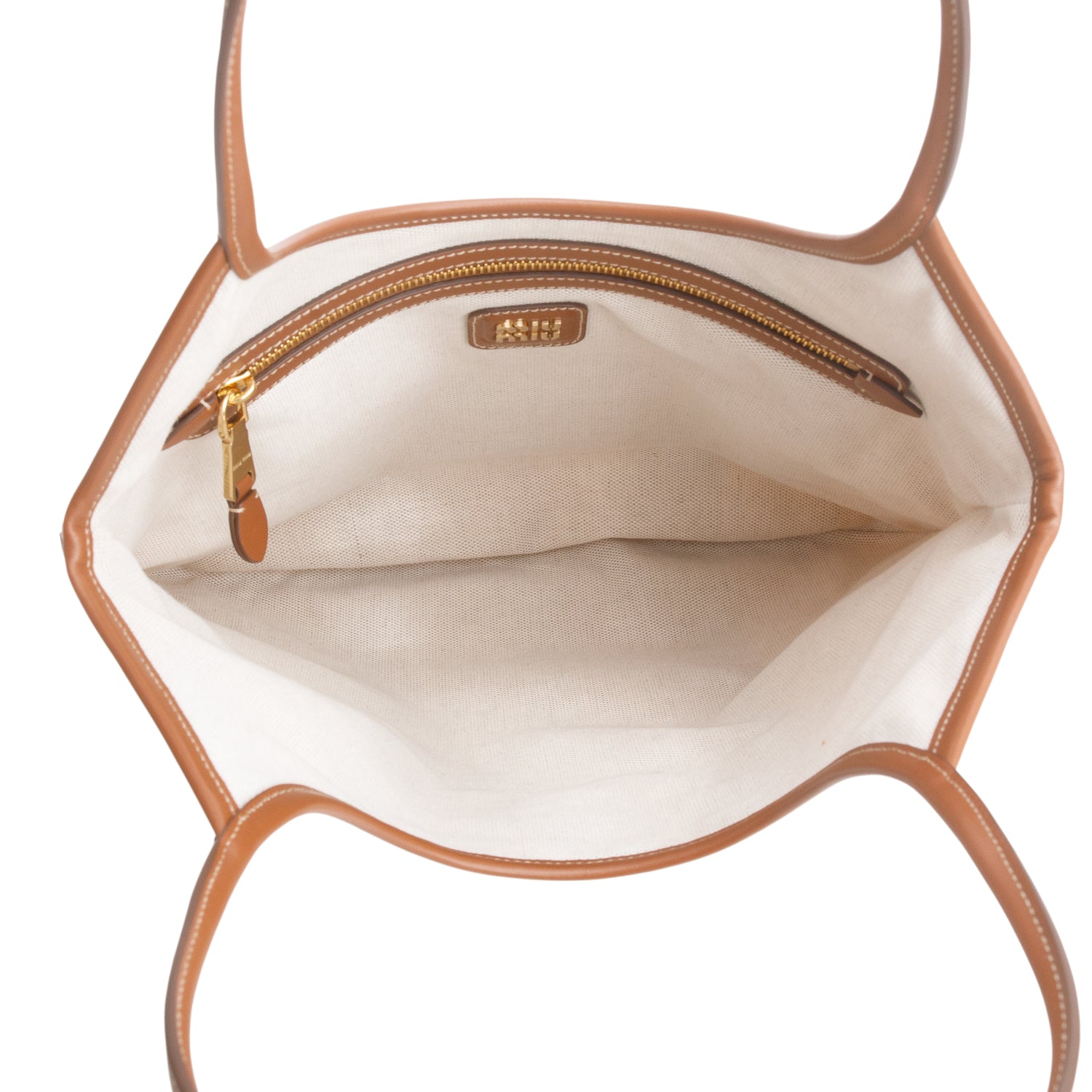 Miu Miu Cream Canvas Striped Ivy Tote