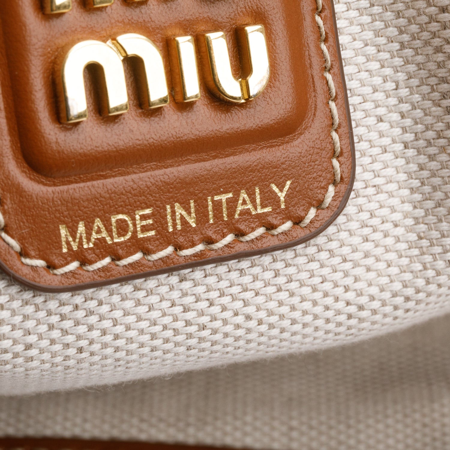 Miu Miu Cream Canvas Striped Ivy Tote