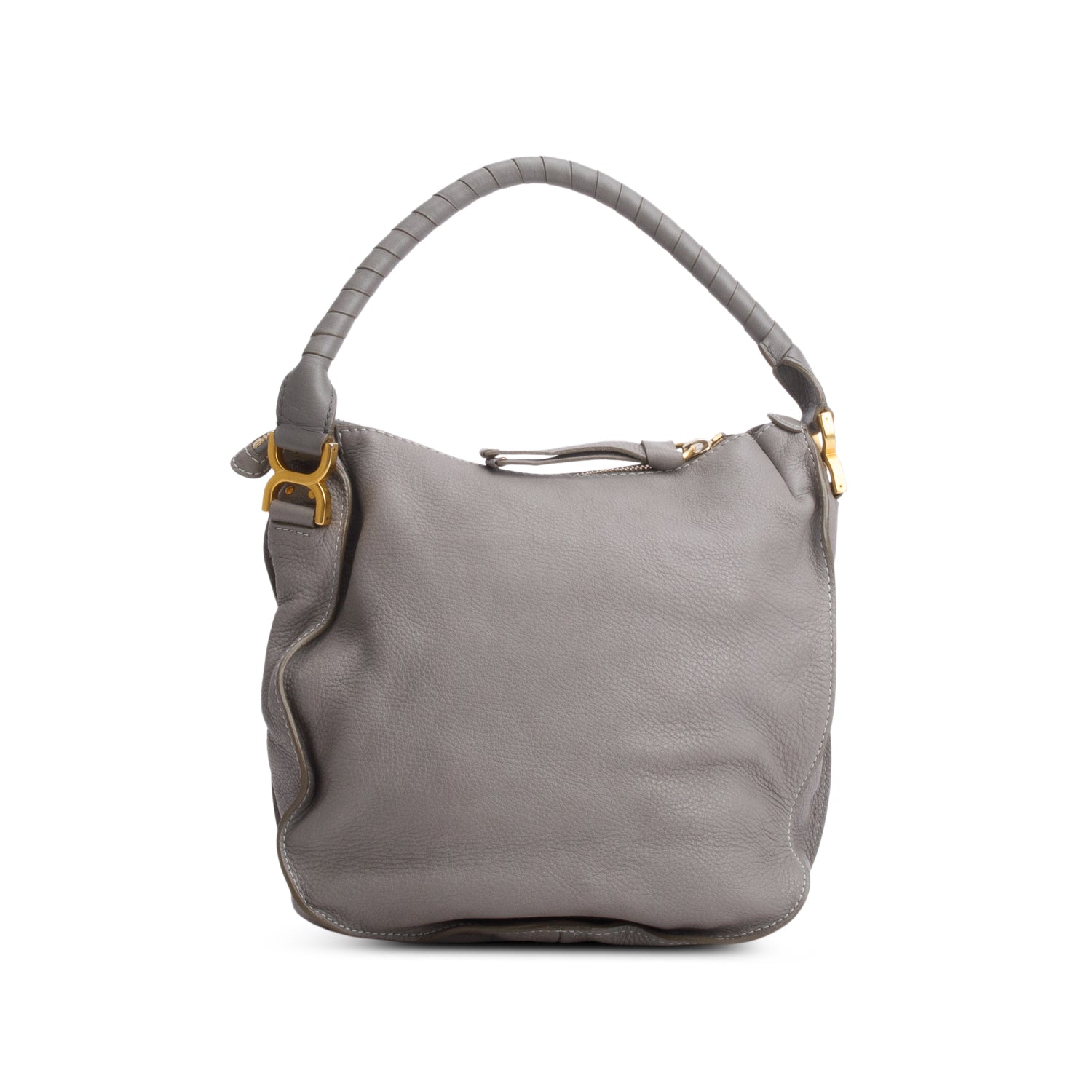 Chloe Grey Calfskin Leather Medium Marcie Shoulder Bag