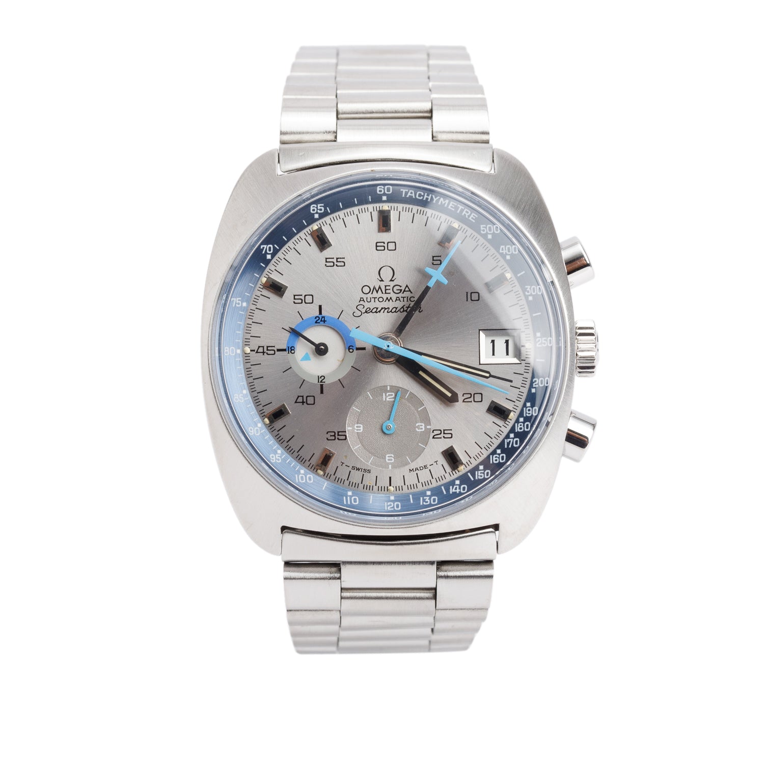 Omega Vintage Stainless Steel Seamaster "JEDI" 38 MM Automatic Chronograph Watch Silver Dial