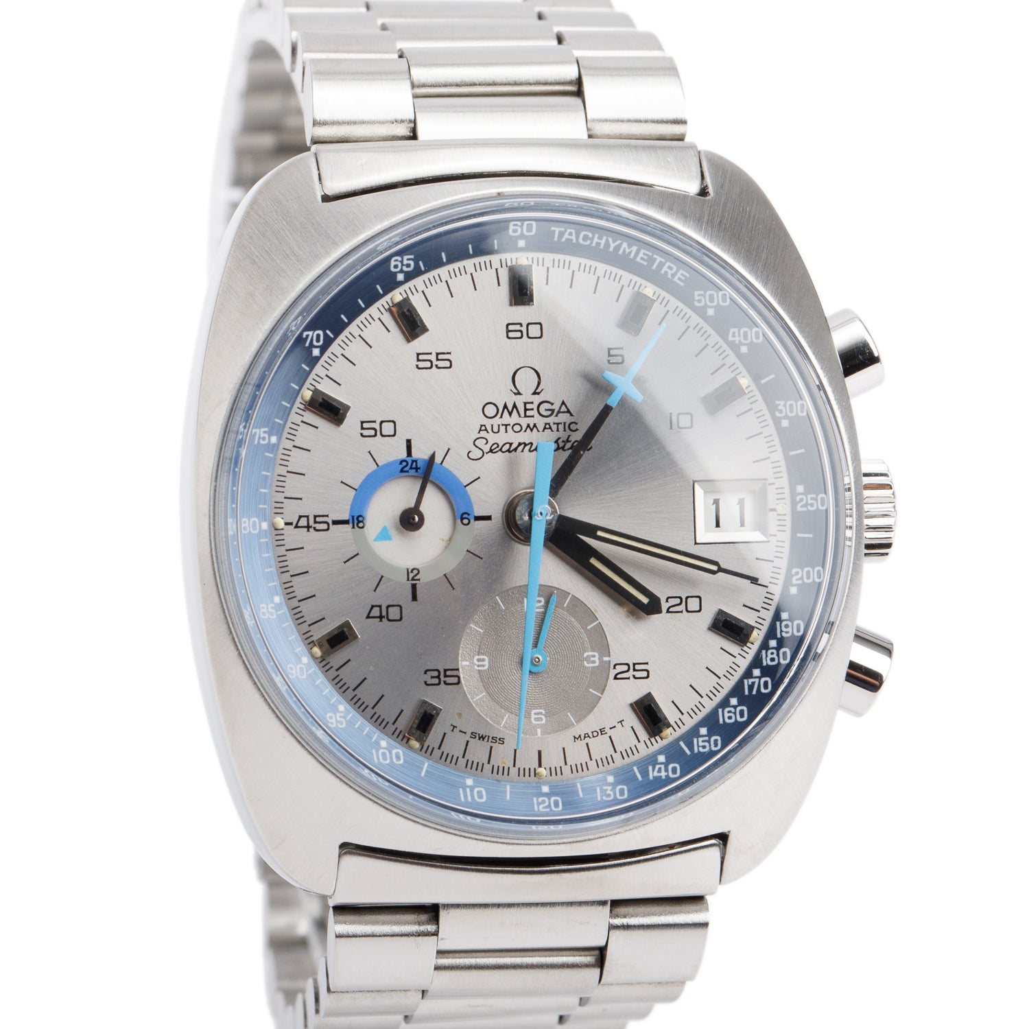 Omega Vintage Stainless Steel Seamaster "JEDI" 38 MM Automatic Chronograph Watch Silver Dial