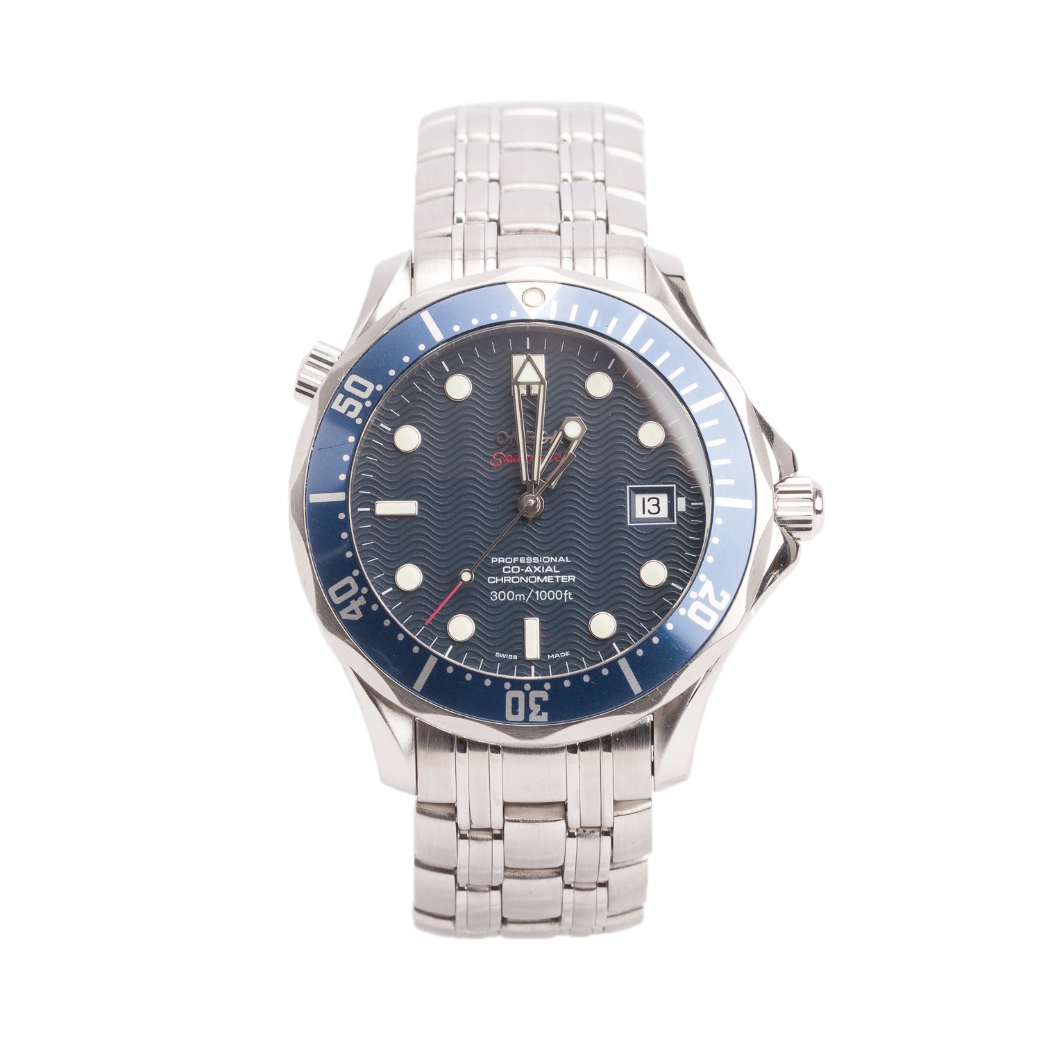 Omega Stainless Steel James Bond Casino Royal Red Seamaster 300M Professional Co-Axial Chronometer 41 MM Automatic Watch Blue Dial w/ Papers