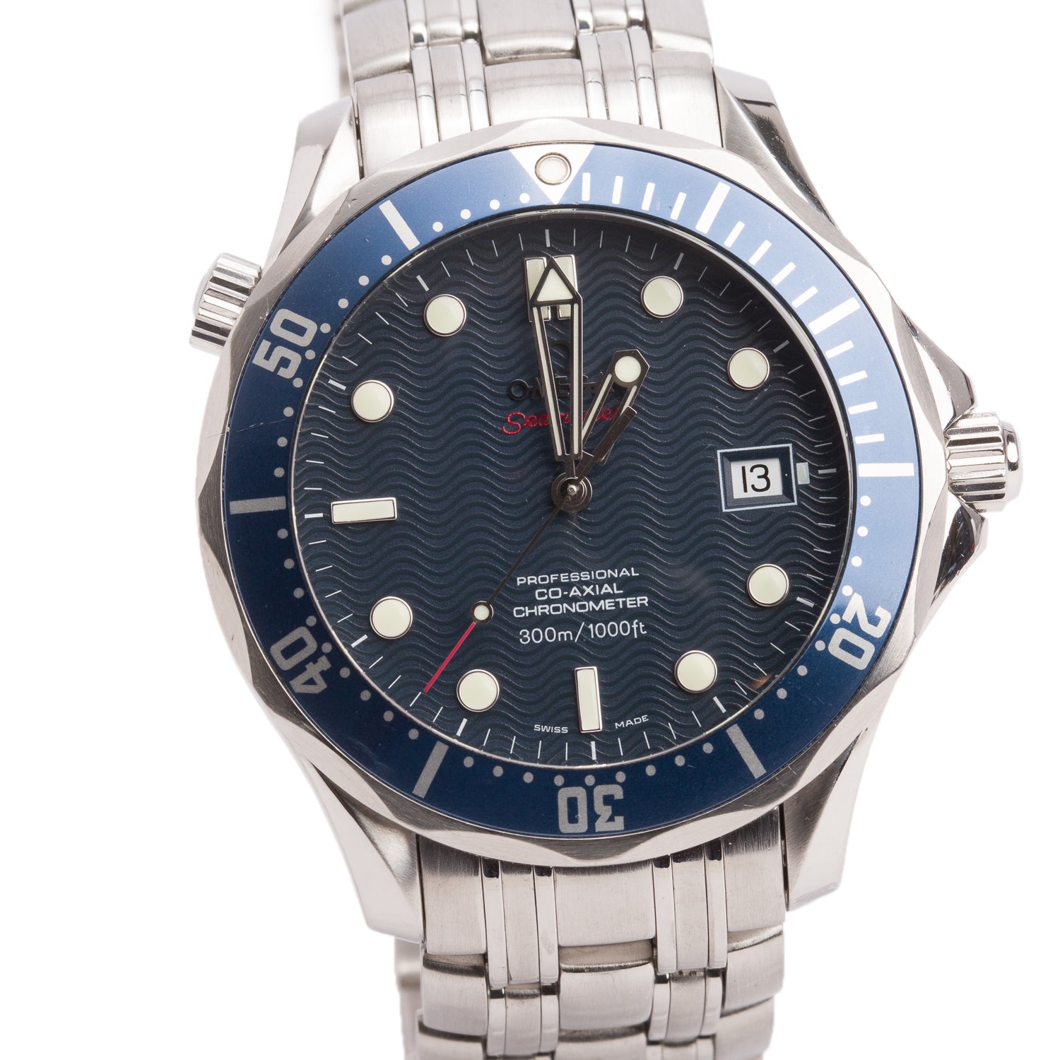 Omega Stainless Steel James Bond Casino Royal Red Seamaster 300M Professional Co-Axial Chronometer 41 MM Automatic Watch Blue Dial w/ Papers