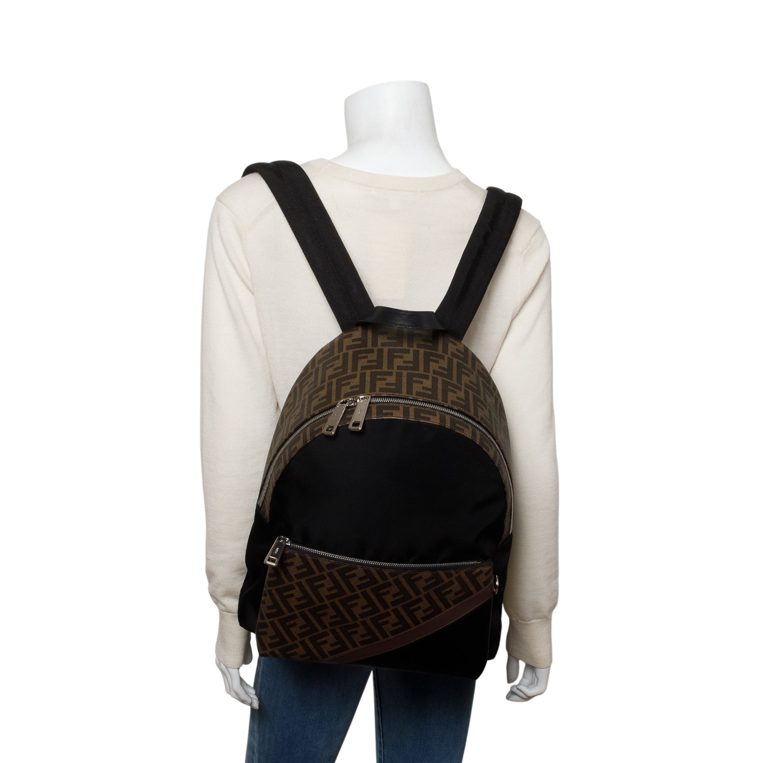Fendi Black Nylon Zucca FF Canvas Backpack