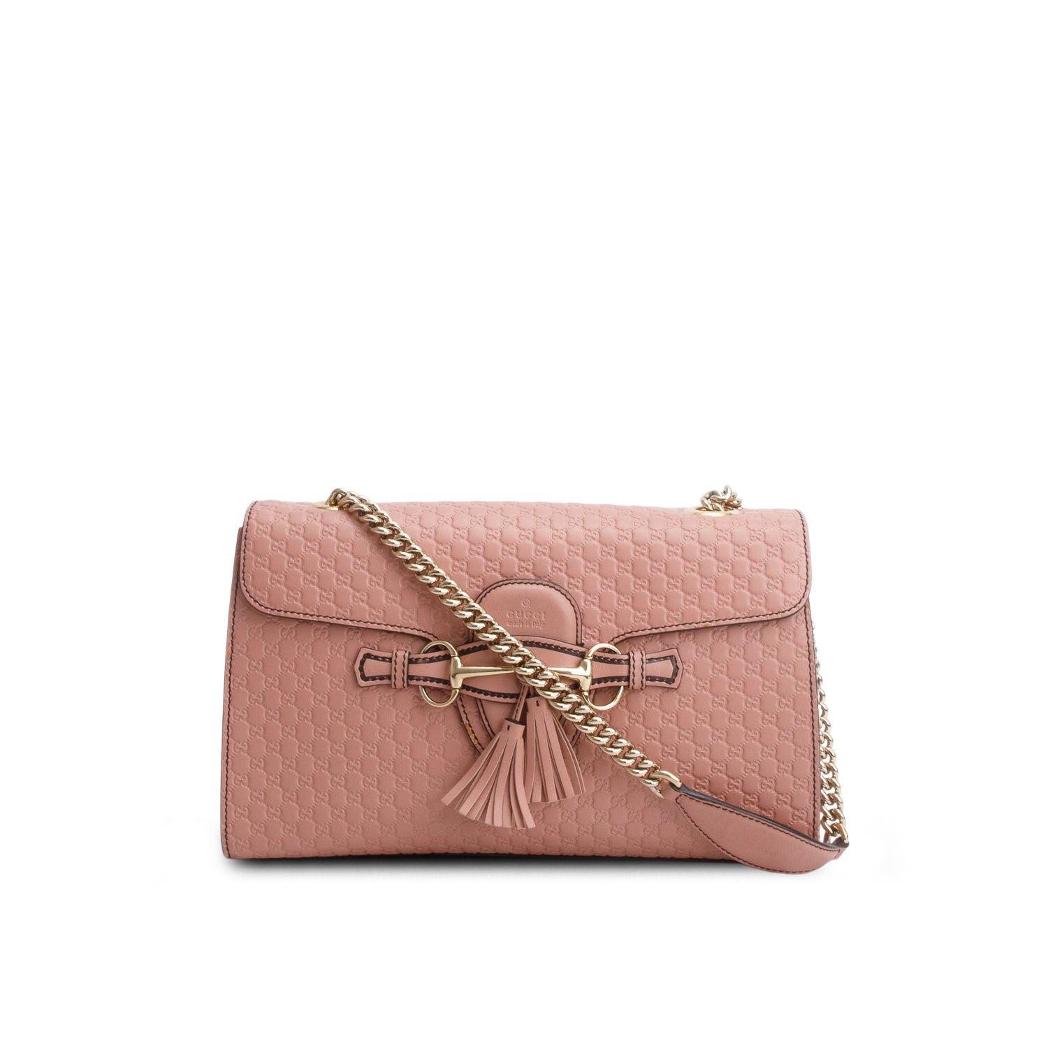 Gucci Pink Signature Leather Medium Emily Chain Shoulder Bag