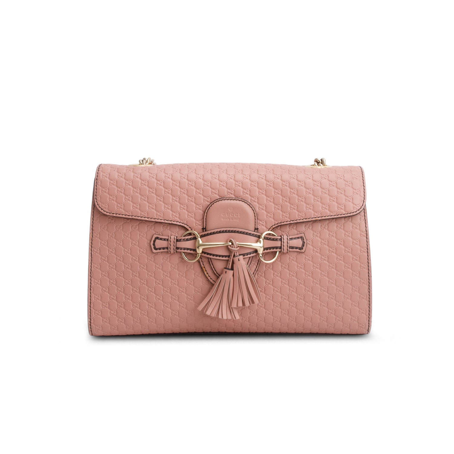 Gucci Pink Signature Leather Medium Emily Chain Shoulder Bag