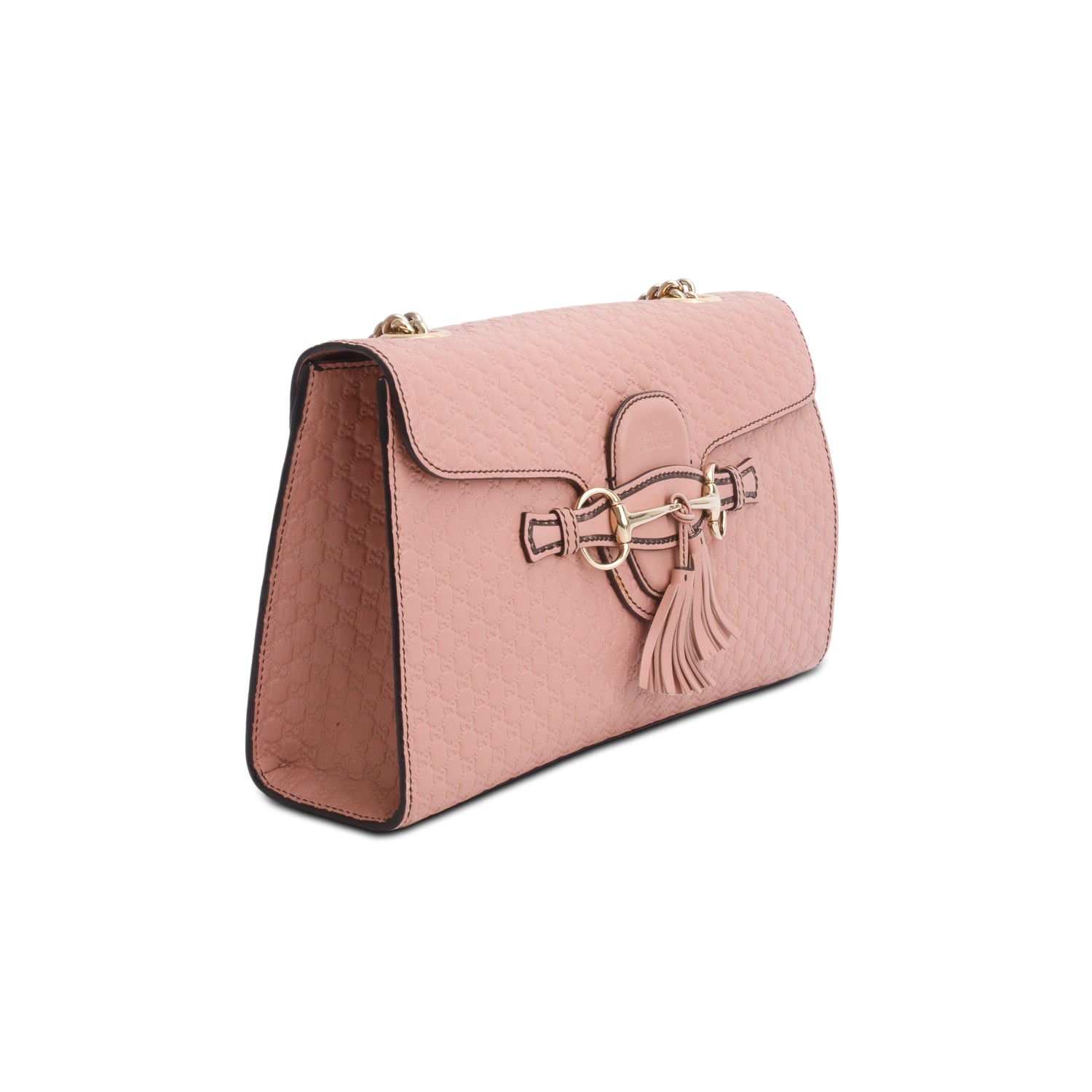 Gucci Pink Signature Leather Medium Emily Chain Shoulder Bag