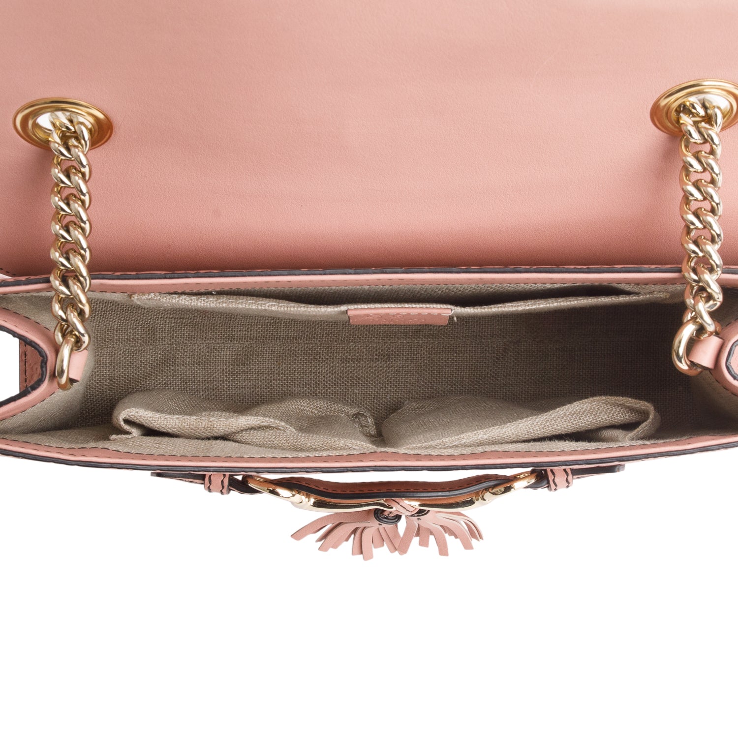 Gucci Pink Signature Leather Medium Emily Chain Shoulder Bag