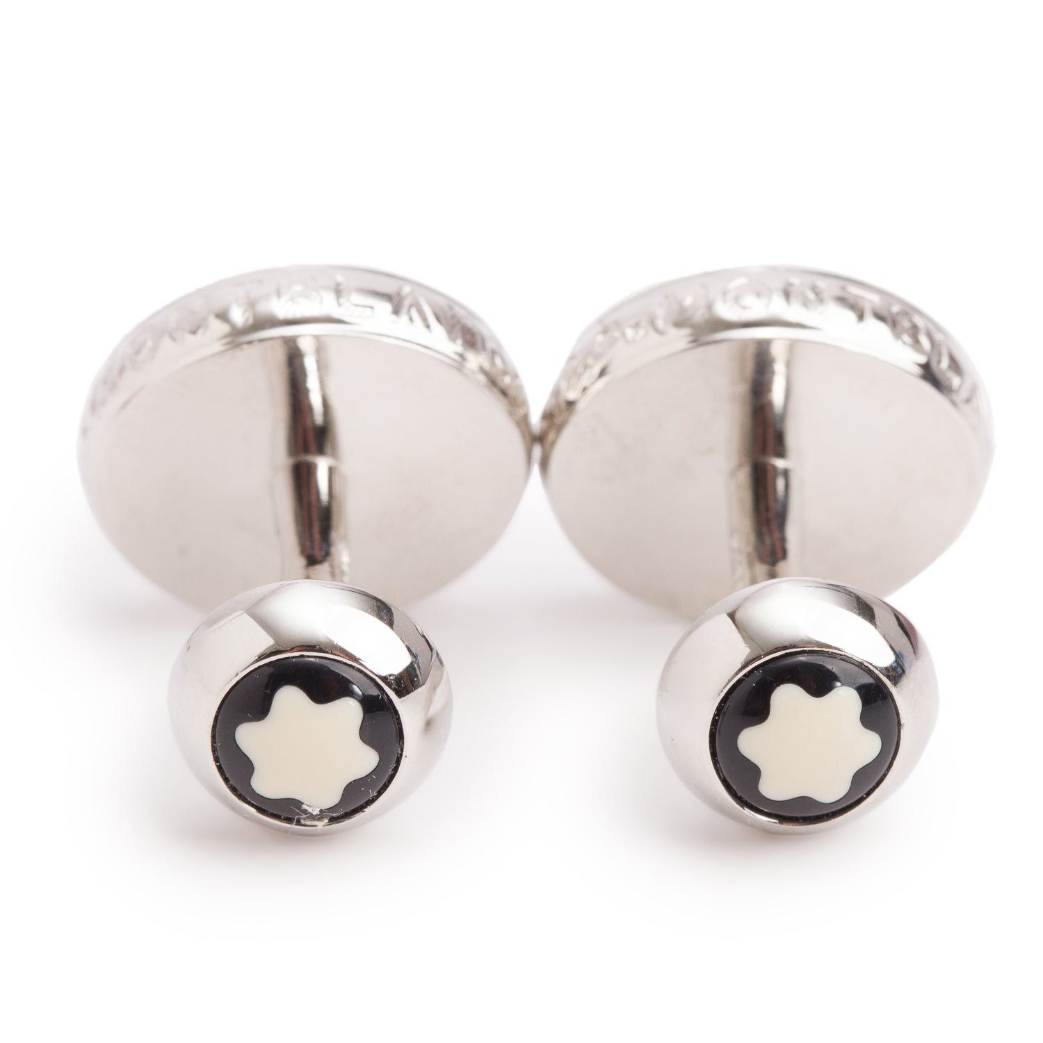 Montblanc Stainless Steel Black Glass Meisterstuck Cufflinks