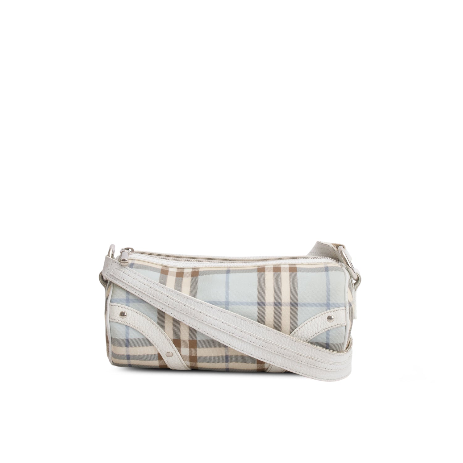 Burberry Blue Candy Nova Check Lola Barrel Bag