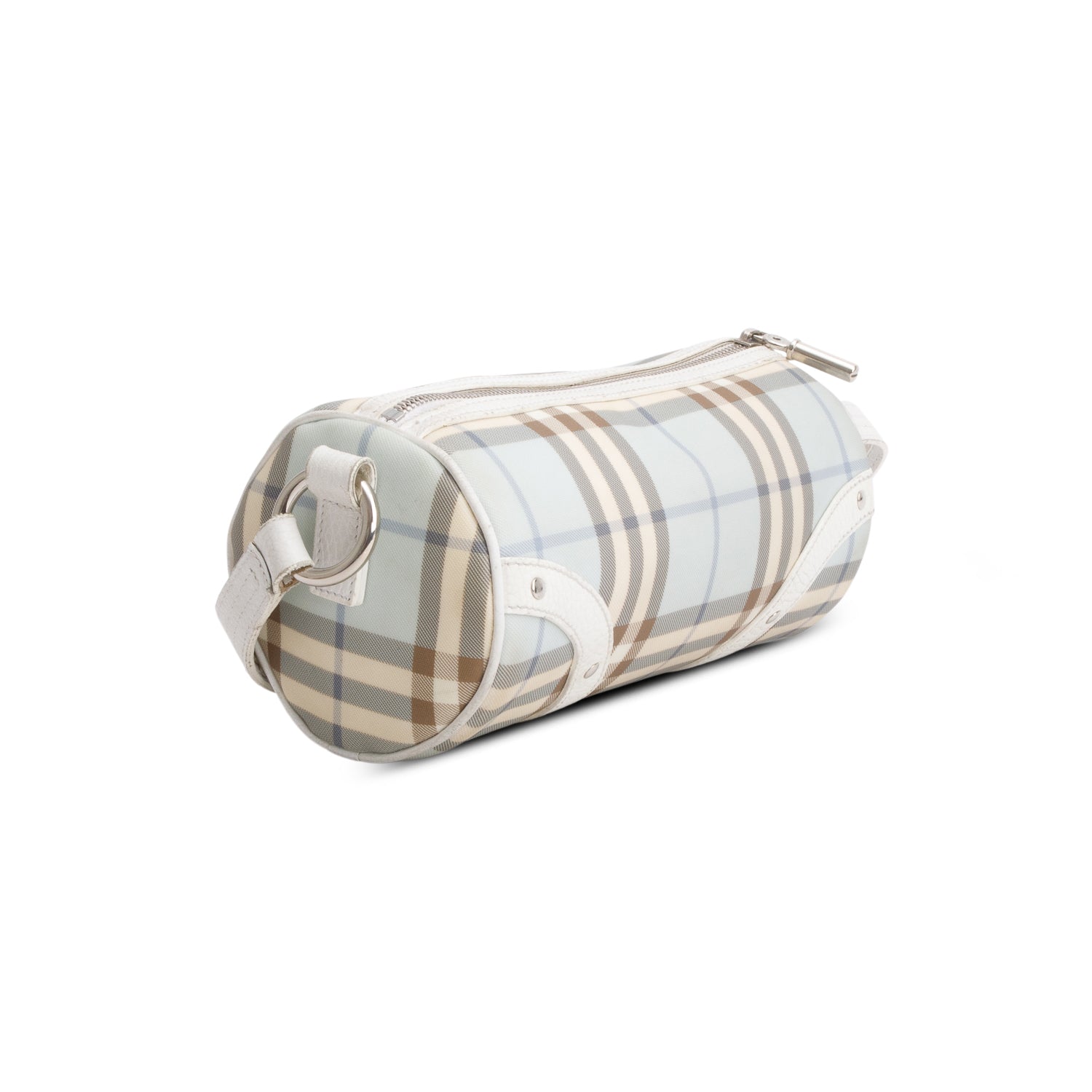 Burberry Blue Candy Nova Check Lola Barrel Bag
