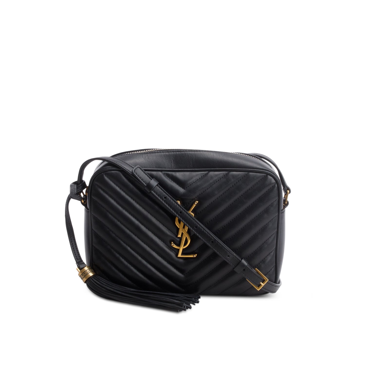 Saint Laurent 2021 Black Calfskin Matelasse Monogram Lou Camera Bag w/ Box