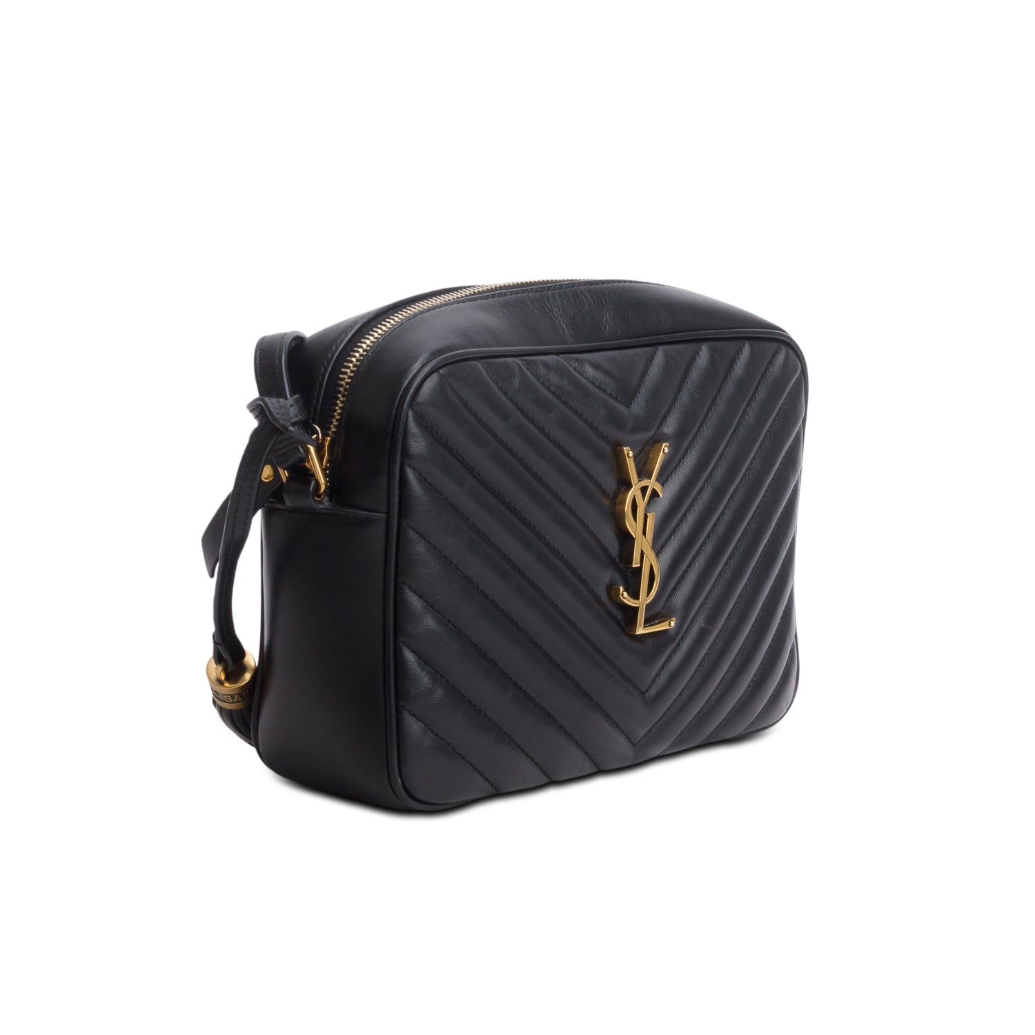 Saint Laurent 2021 Black Calfskin Matelasse Monogram Lou Camera Bag w/ Box